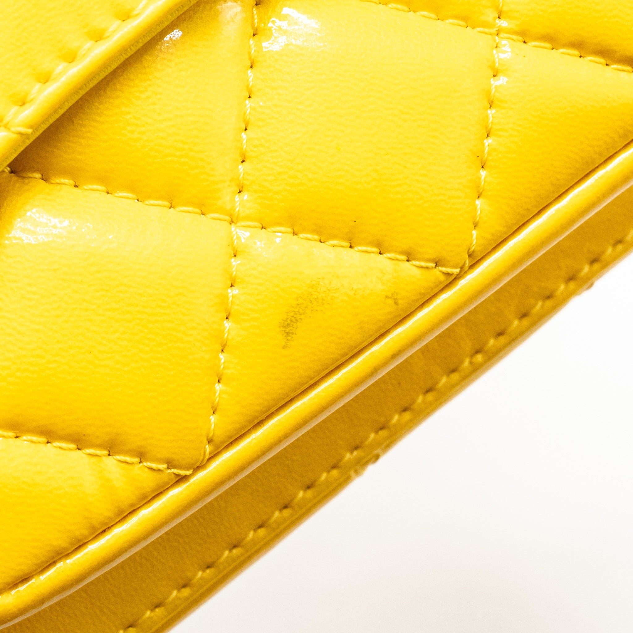 CHANEL POCKET BOX CAMERA BAG PATENT YELLOW SHW
