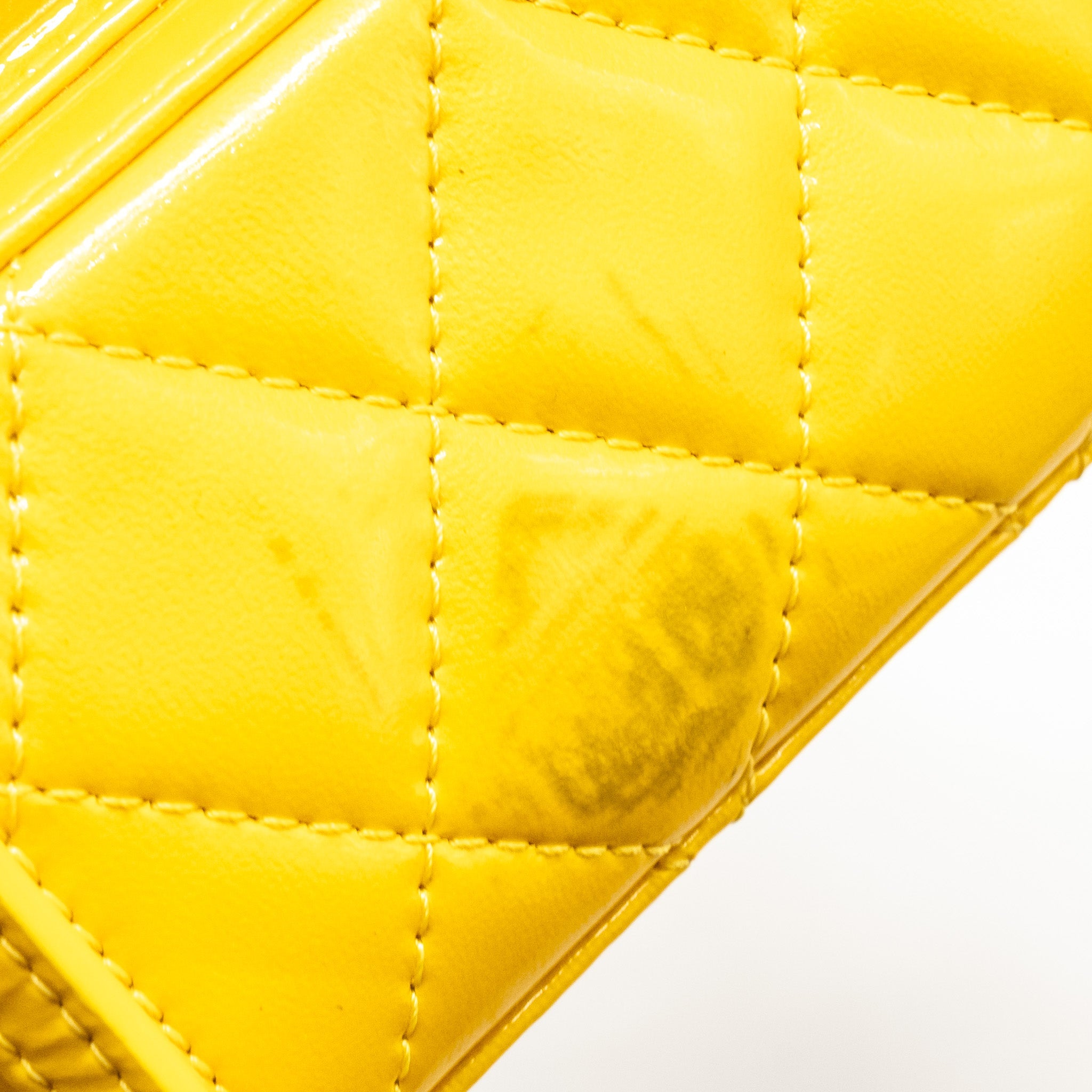 CHANEL POCKET BOX CAMERA BAG PATENT YELLOW SHW