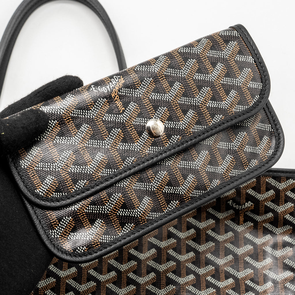 GOYARD SAINT LOUIS PM TOTE BAG GOYARDINE CANVAS / CALFSKIN BLACK SHW
