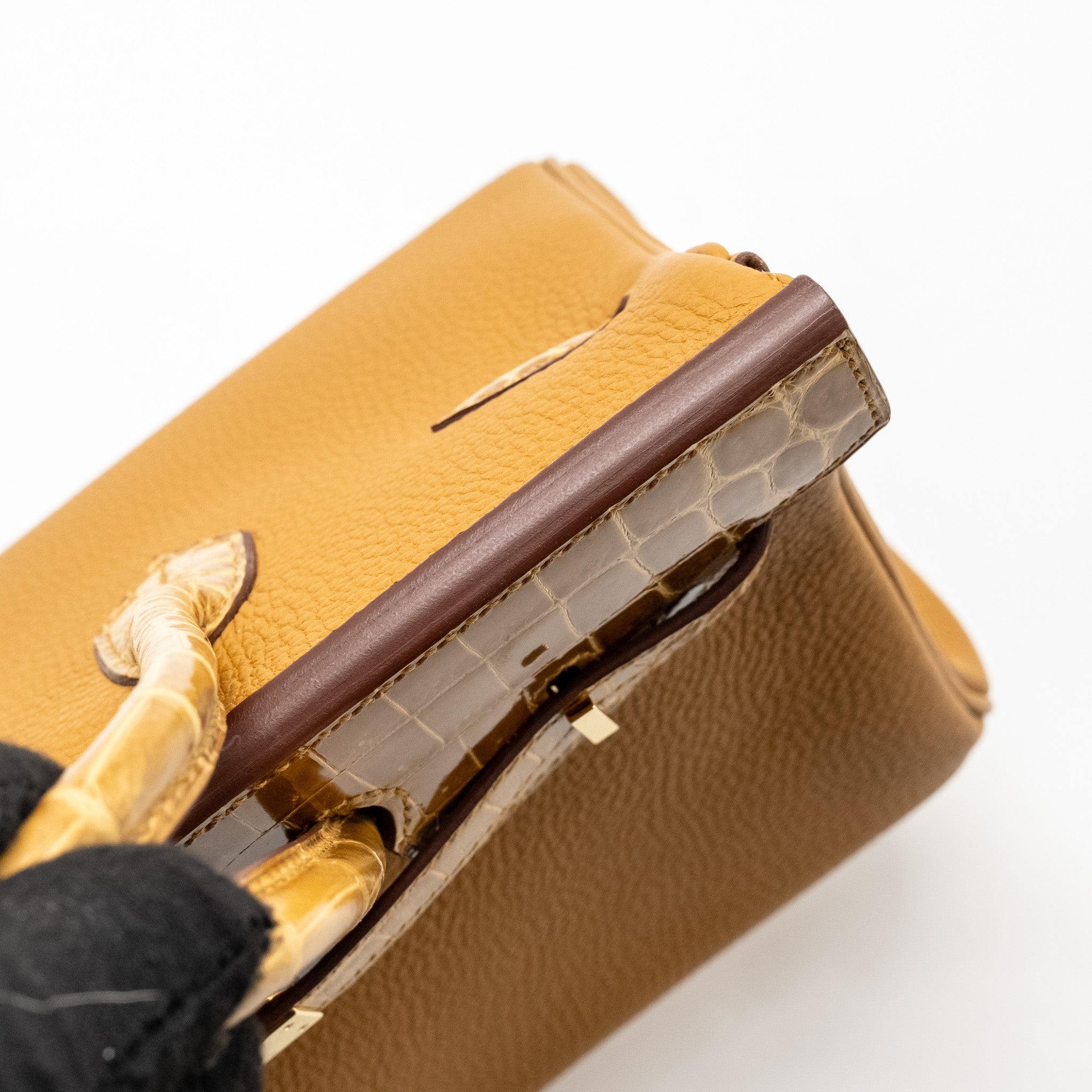 HERMES BIRKIN 25 TOUCH CROCODILE NILOTICUS/TOGO CARAMEL/TABAC CAMEL GHW