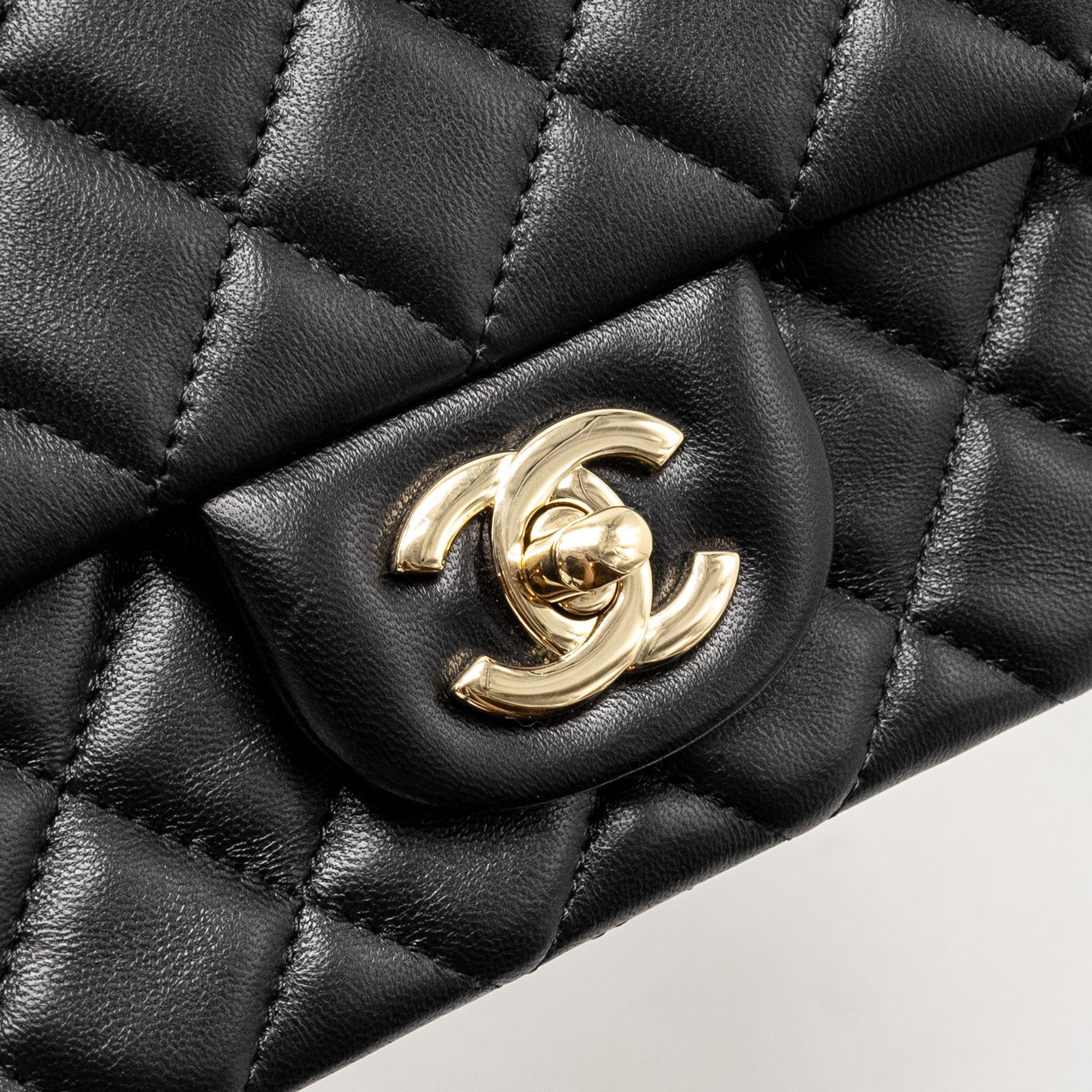 CHANEL MINI RECTANGULAR FLAP BAG LAMBSKIN BLACK LGHW (MICROCHIP)