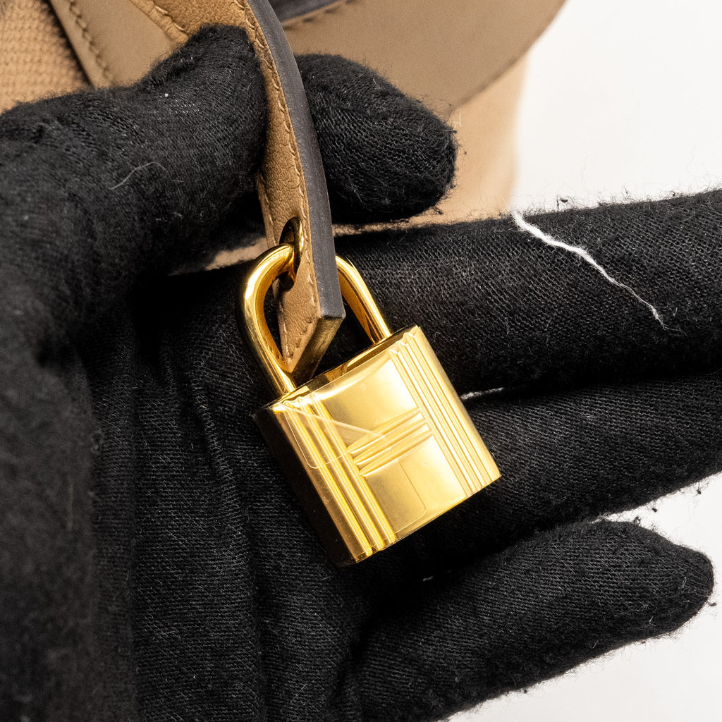 HERMES CARGO PICOTIN 18 LOCK BAG CANVAS/SWIFT CHAI GHW