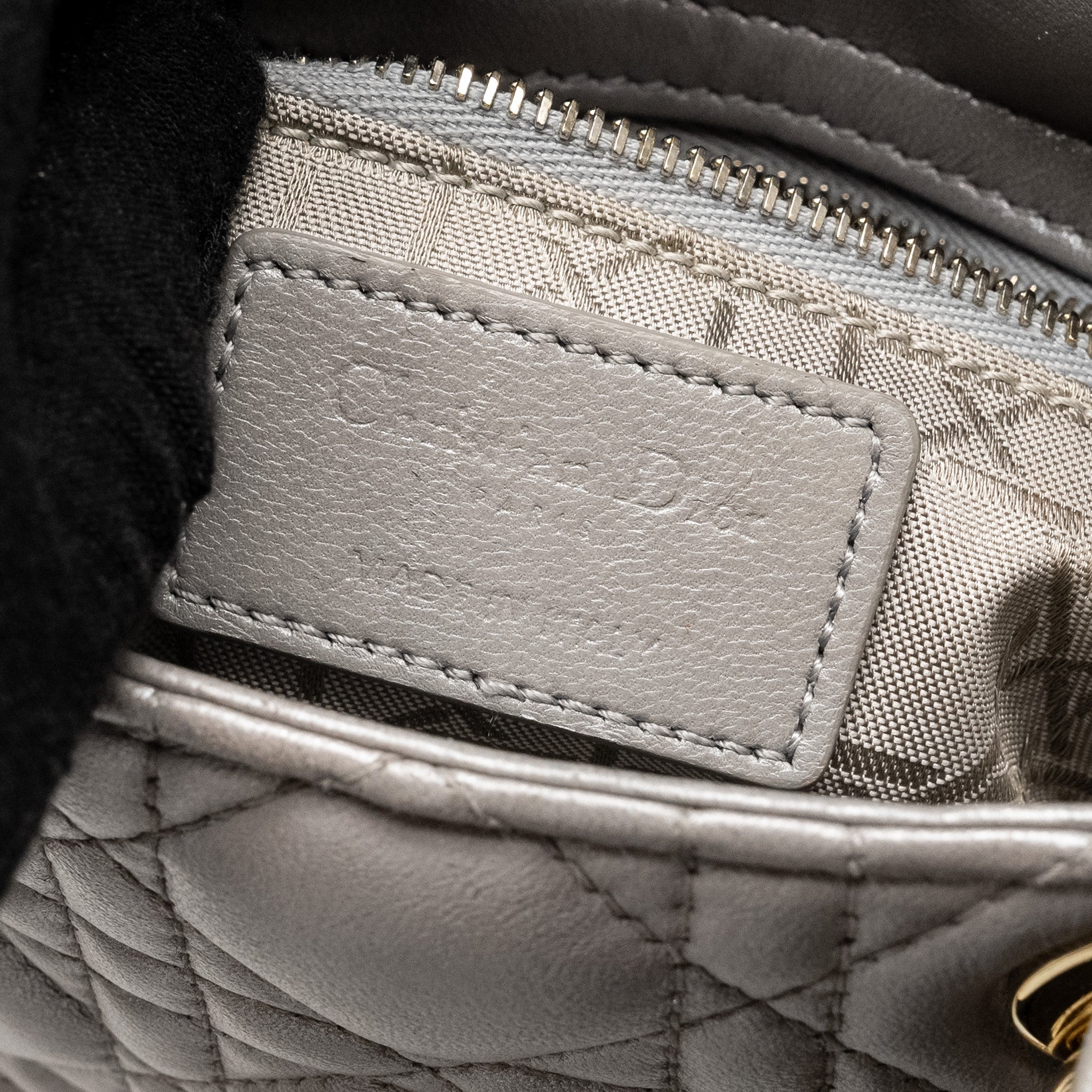 DIOR MINI LADY DIOR LAMBSKIN IRIDESCENT GREY LGHW