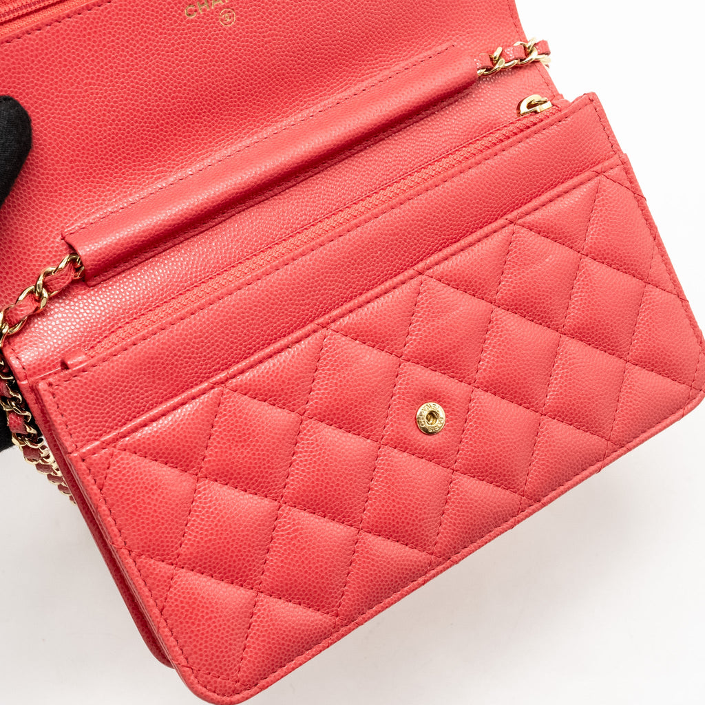 CHANEL CLASSIC WALLET ON CHAIN CAVIAR PINK GHW