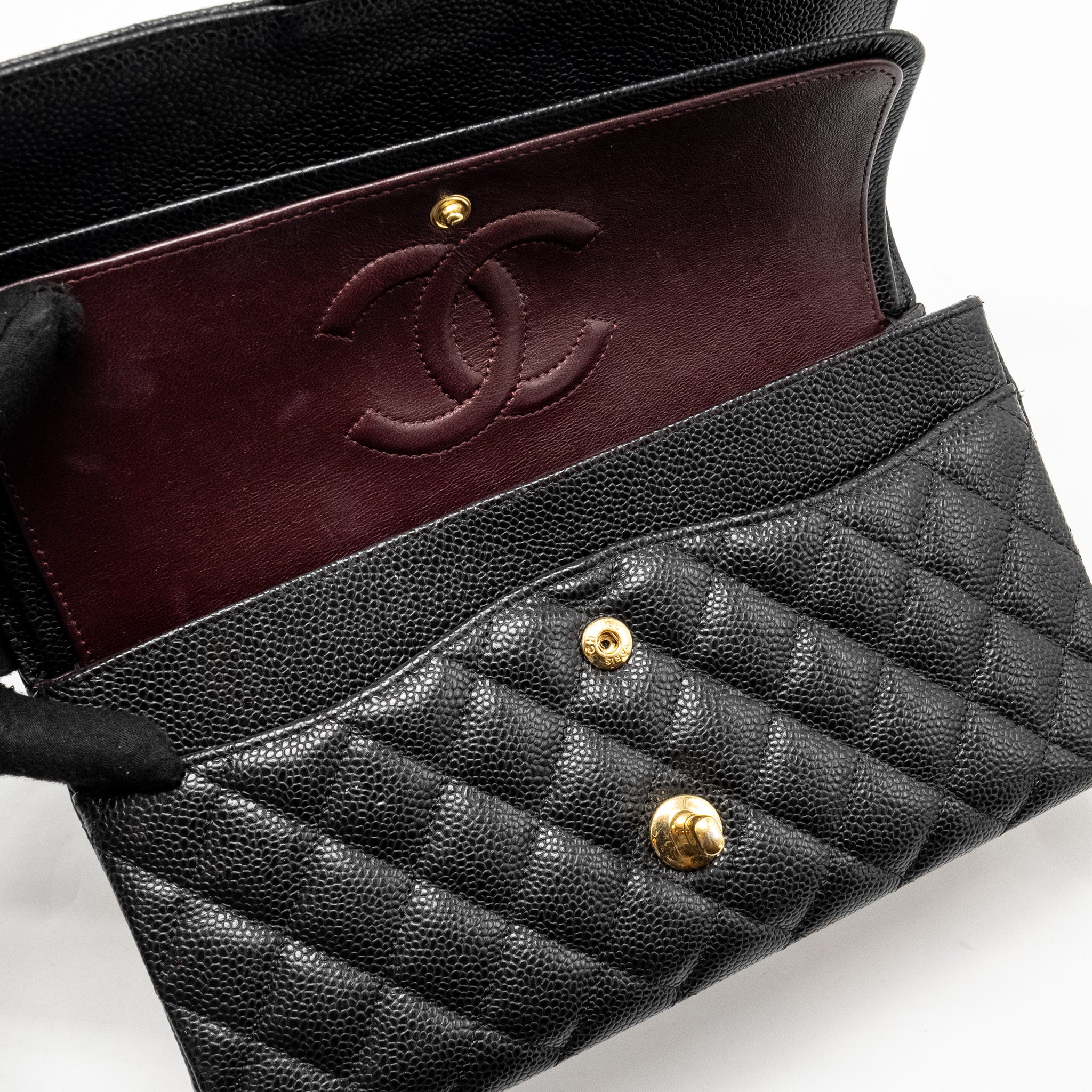 CHANEL MEDIUM CLASSIC DOUBLE  FLAP BAG CAVIAR BLACK GHW
