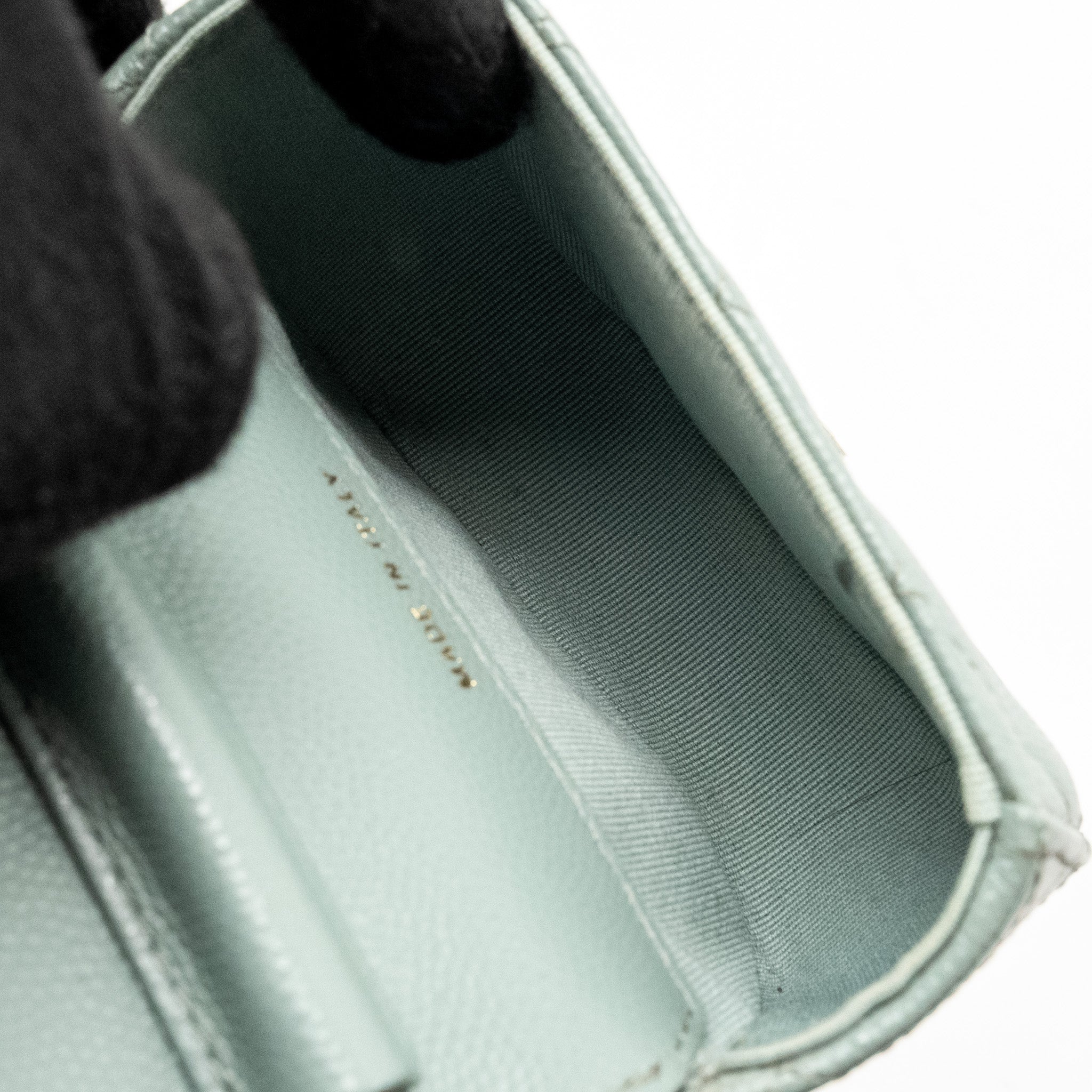 CHANEL MINI FLAP VANITY WITH CHAIN CAVIAR LIGHT GREEN LGHW