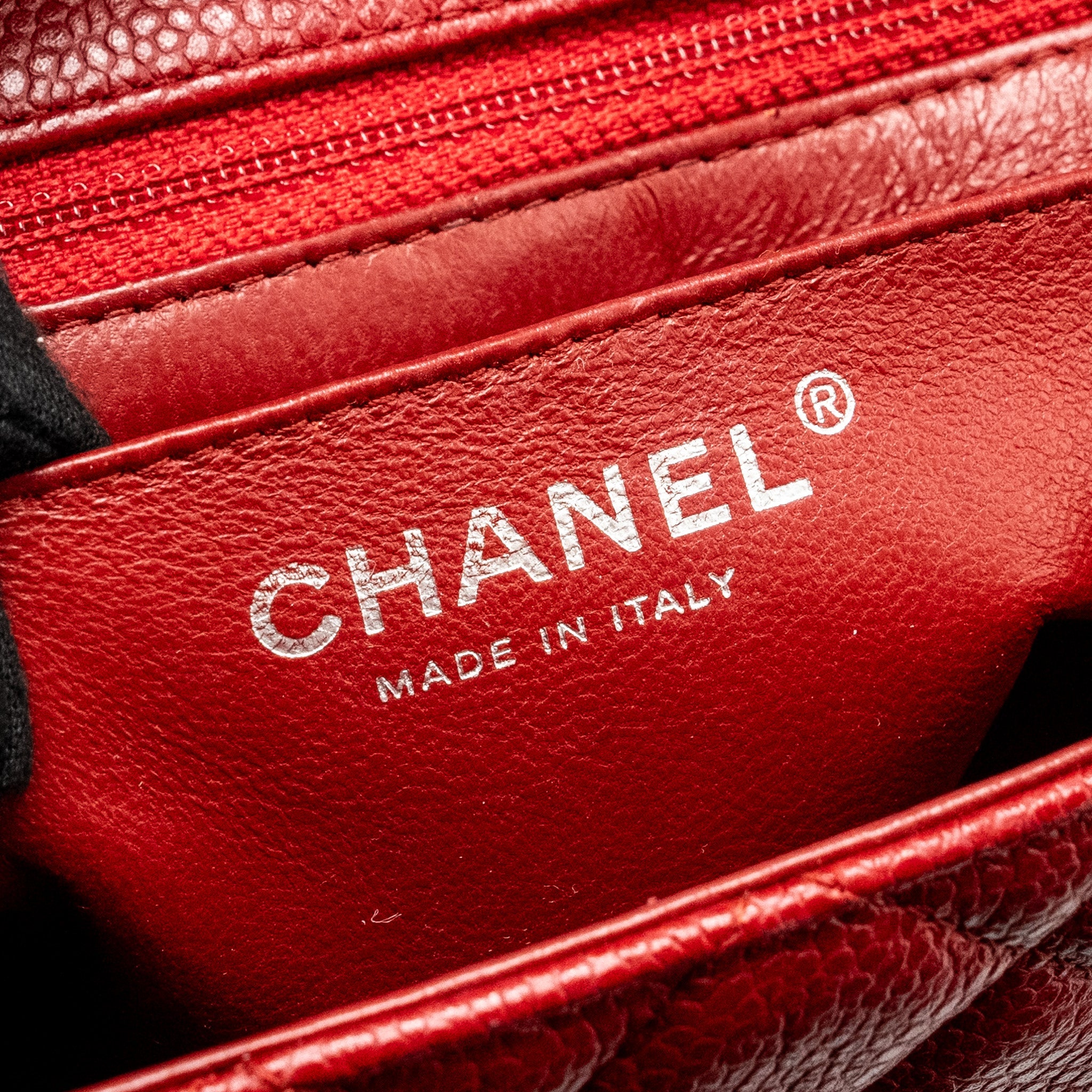 CHANEL MINI SQUARE FLAP BAG CAVIAR RED SHW