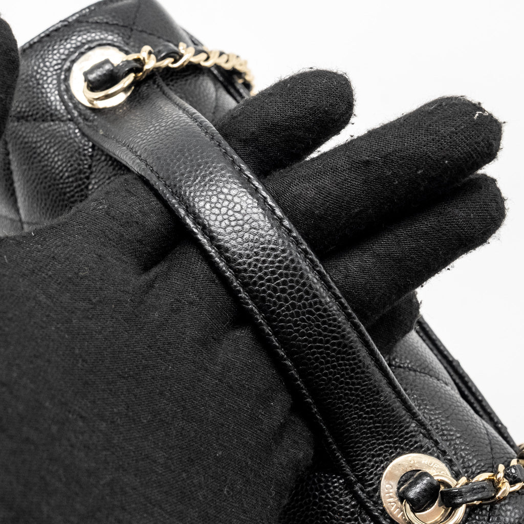 CHANEL SMALL BUSINESS AFFINITY CAVIAR BLACK LGHW (MICROCHIP)
