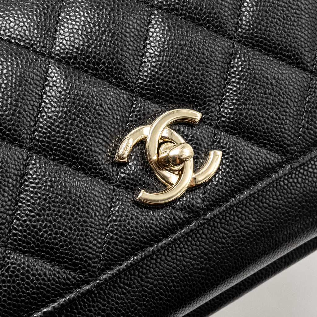 CHANEL SMALL BUSINESS AFFINITY CAVIAR BLACK LGHW (MICROCHIP)