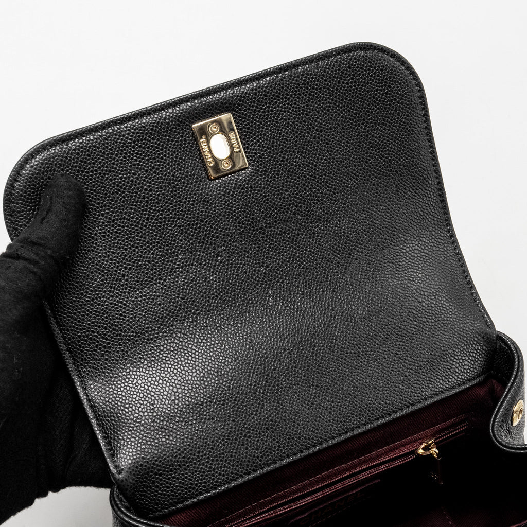 CHANEL SMALL BUSINESS AFFINITY CAVIAR BLACK LGHW (MICROCHIP)