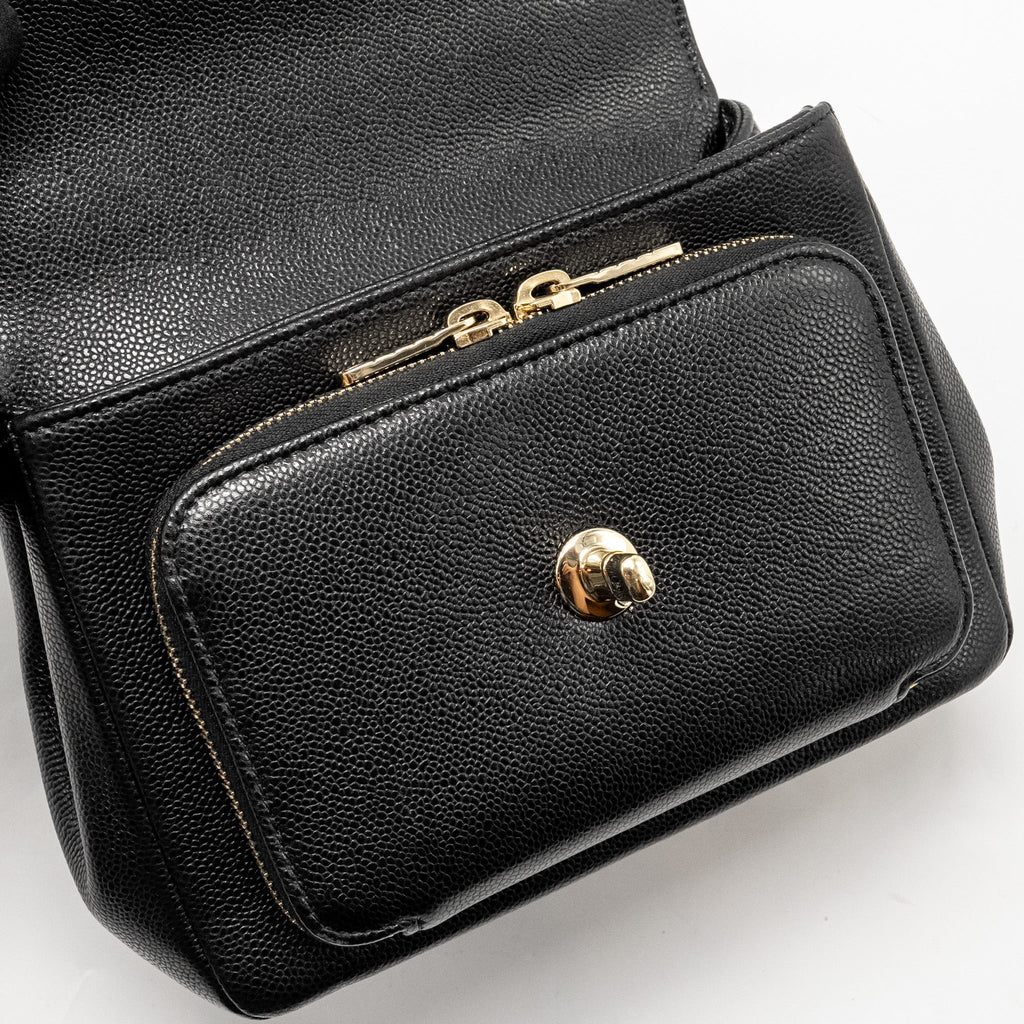 CHANEL SMALL BUSINESS AFFINITY CAVIAR BLACK LGHW (MICROCHIP)
