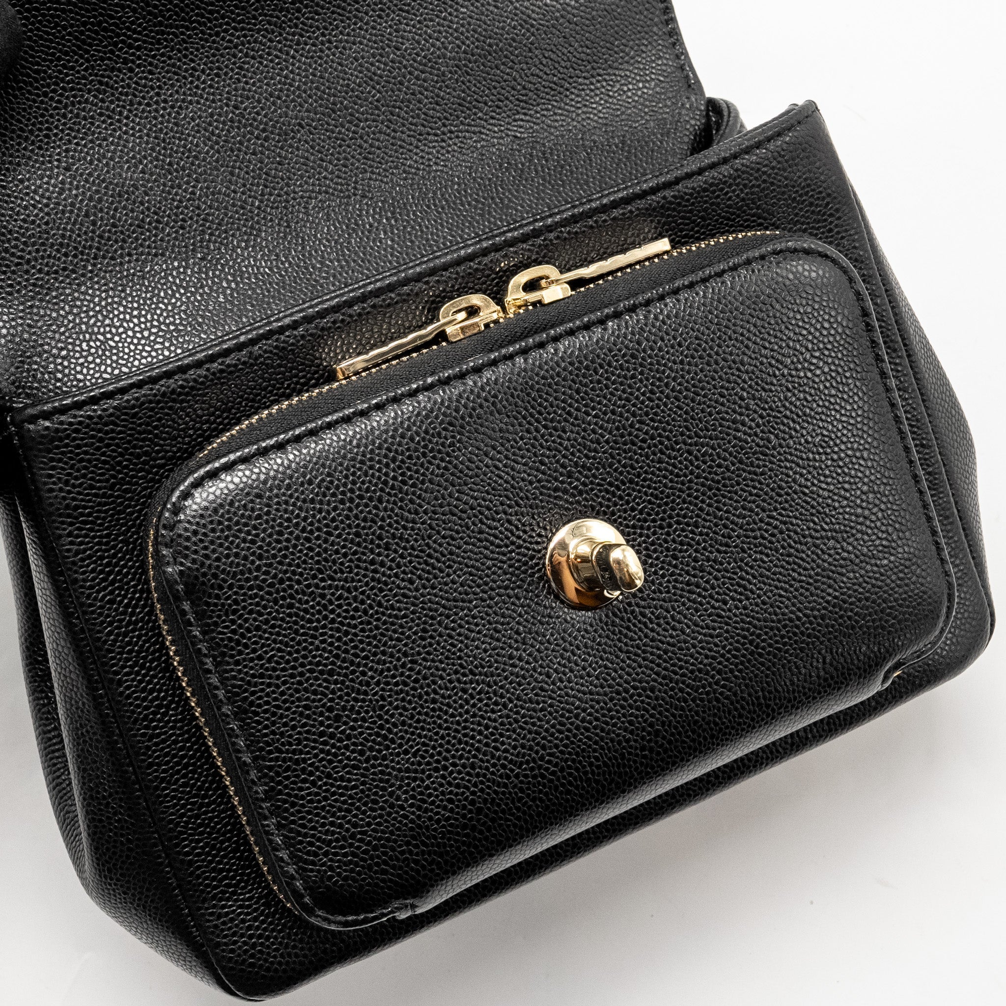 CHANEL SMALL BUSINESS AFFINITY CAVIAR BLACK LGHW (MICROCHIP)