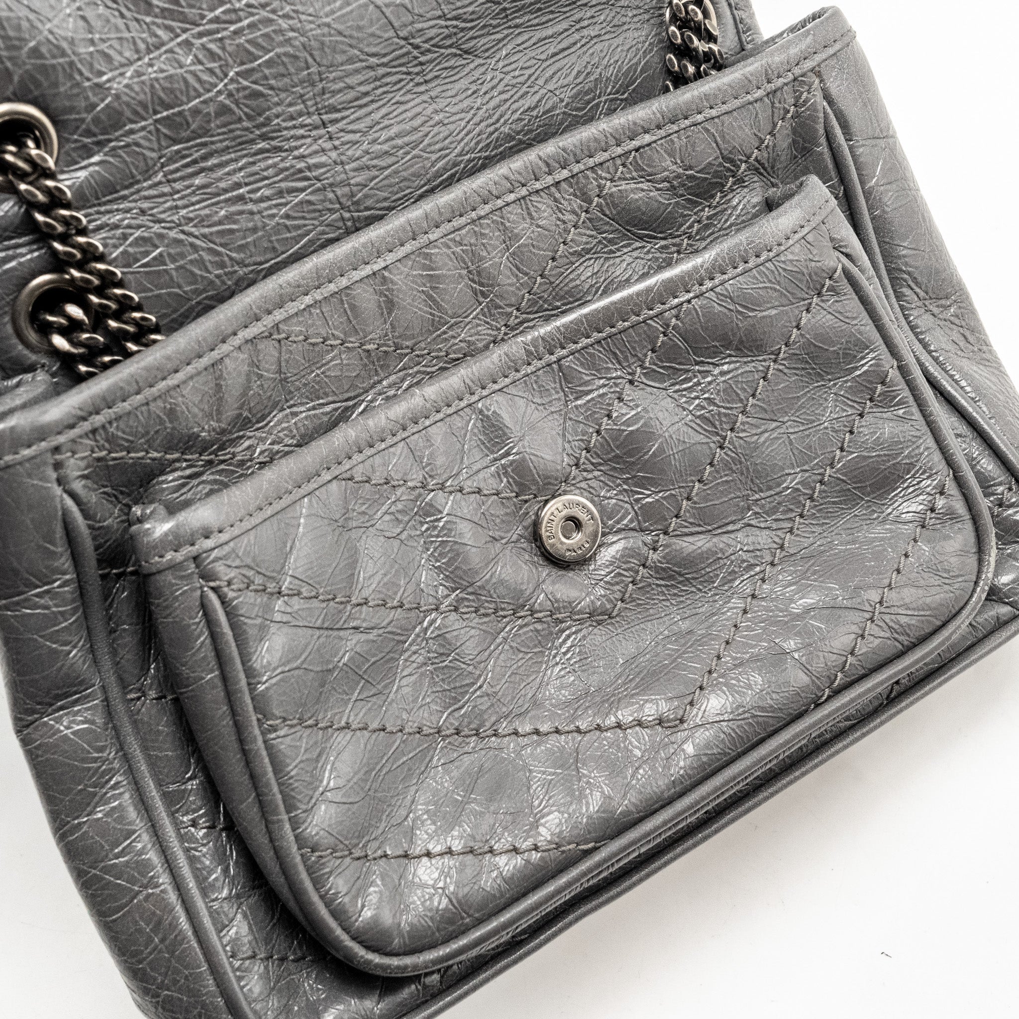 SAINT LAURENT NIKI BABY CALFSKIN GREY SHW