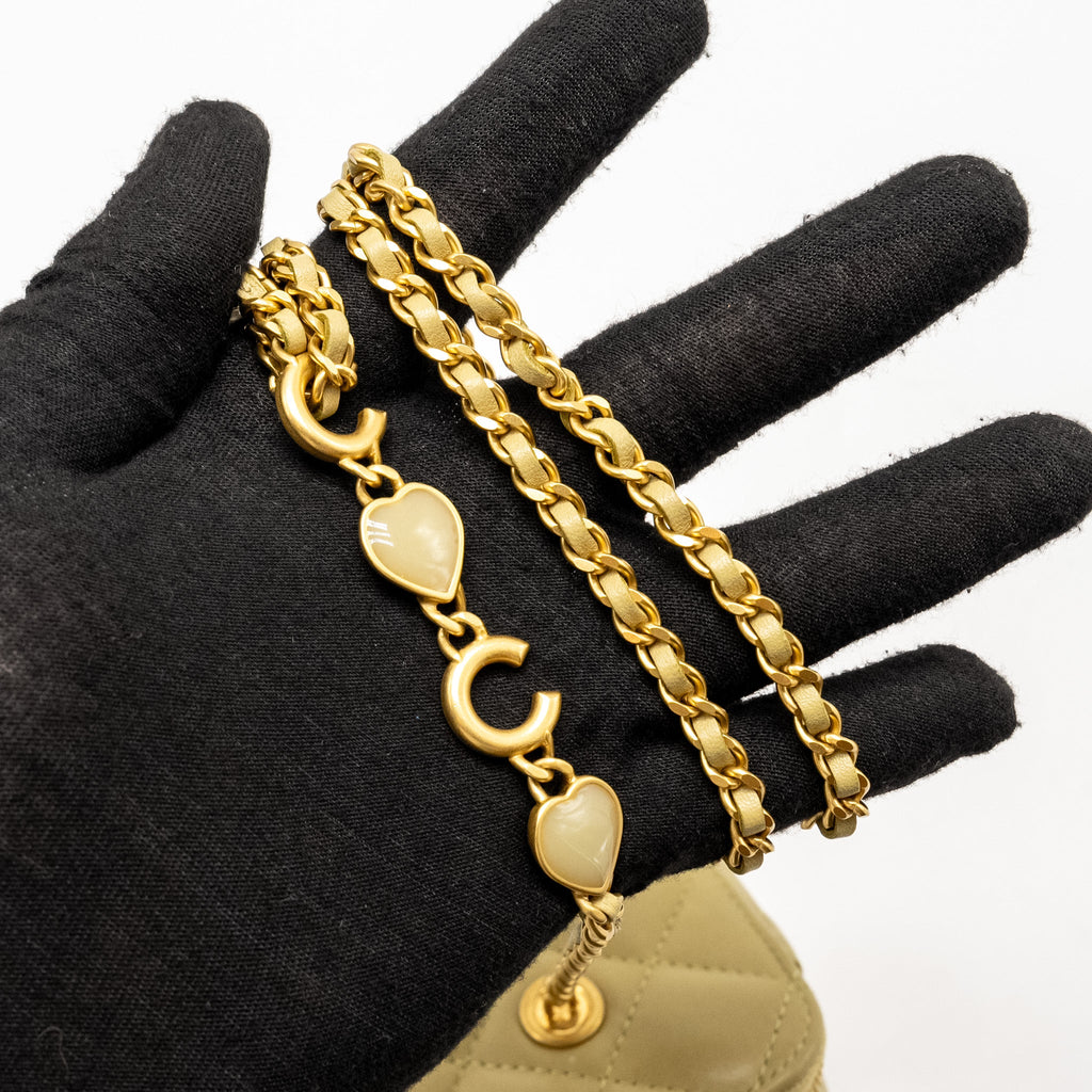CHANEL COCO LETTER LONG VANITY WITH CHAIN LAMBSKIN GREEN GHW (MICROCHIP)
