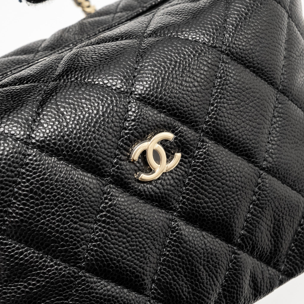 CHANEL 25C QUILTED HOBO BAG CAVIAR BLACK GHW (MICROCHIP)