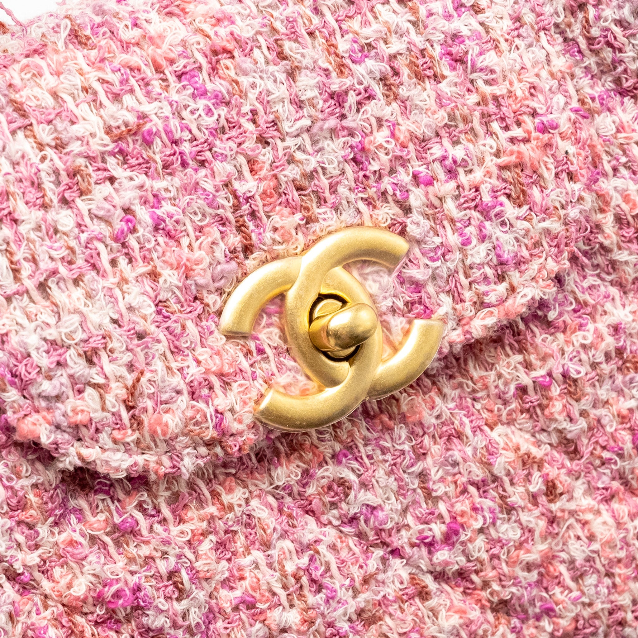 CHANEL 24P MINI KELLY/SHOPPING TOTE TWEED PINK/MULTICOLOUR GHW (MICROCHIP)