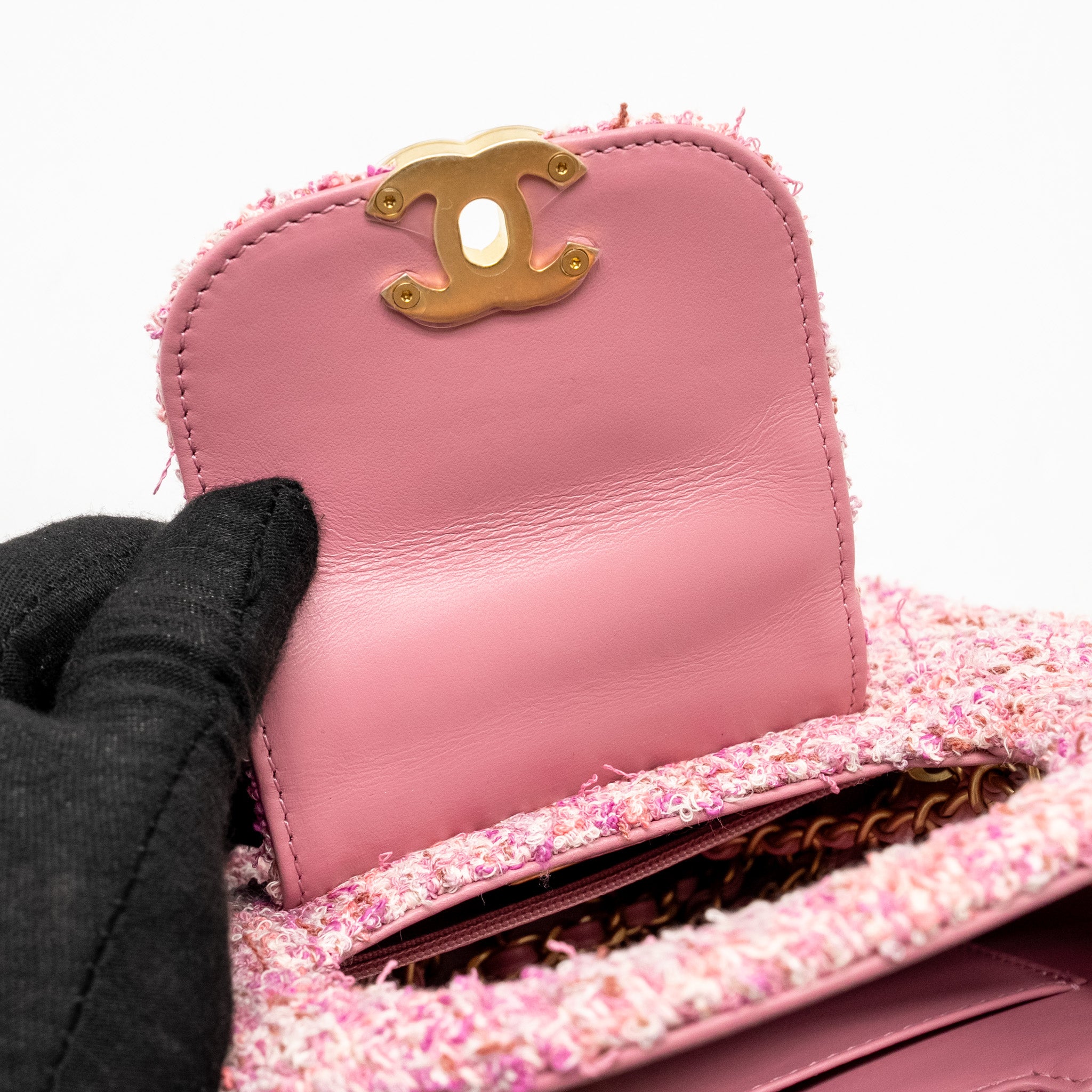 CHANEL 24P MINI KELLY/SHOPPING TOTE TWEED PINK/MULTICOLOUR GHW (MICROCHIP)