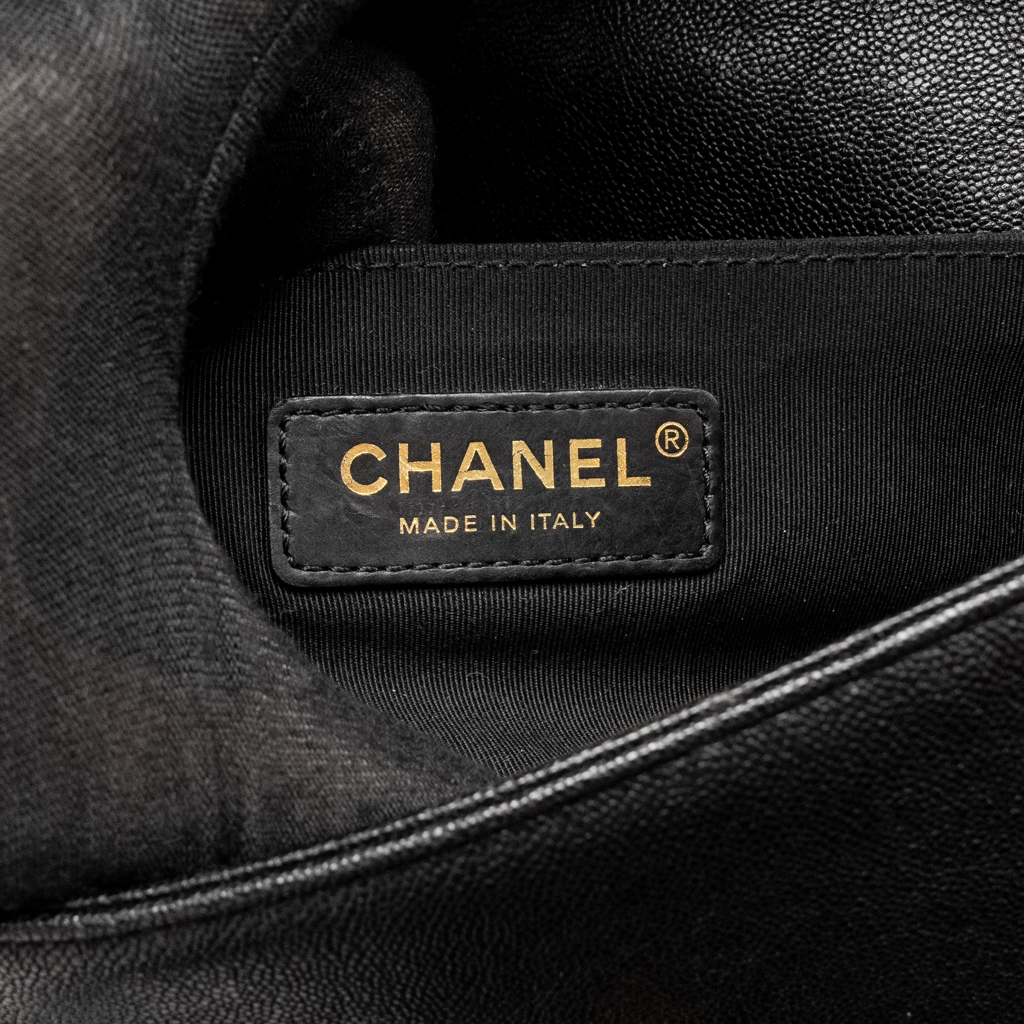 CHANEL CHEVRON SMALL BOY BAG CAVIAR BLACK GHW