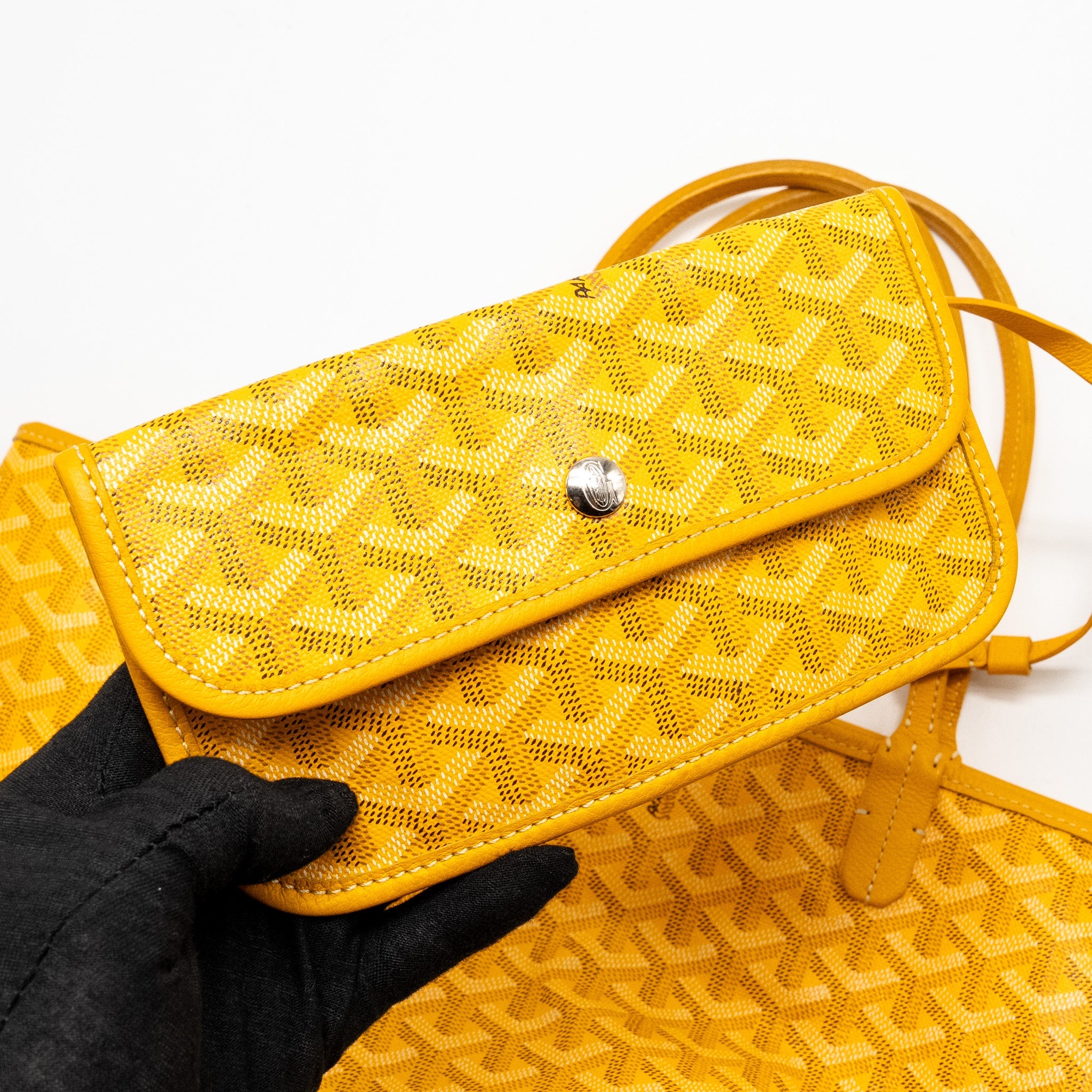 GOYARD SAINT LOUIS PM TOTE BAG GOYARDINE CANVAS / CALFSKIN YELLOW SHW