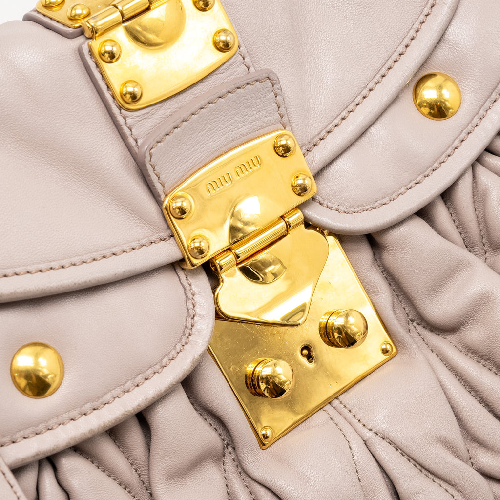 MIU MIU SACCA CON MATELASSE HANDBAG LEATHER LIGHT PURPLE GHW