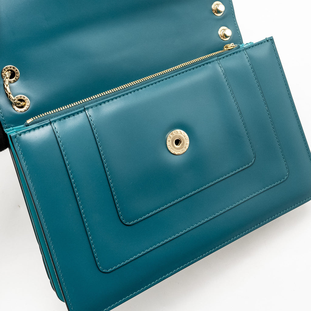 BVLGARI SERPENTI FOREVER BAG CALFSKIN GREEN LGHW