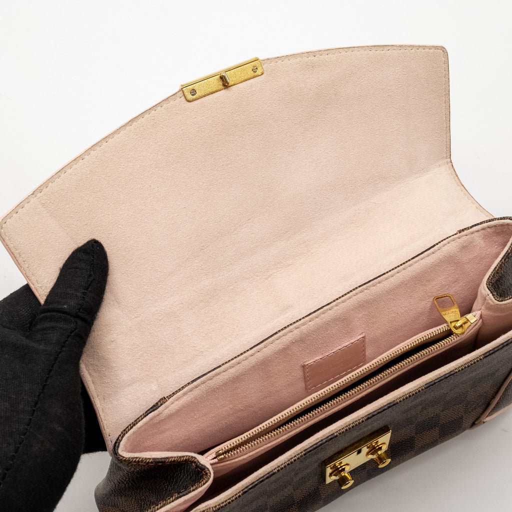 LOUIS VUITTON POCHETTE CAISSA DAMIER EBENE/PINK CANVAS GHW