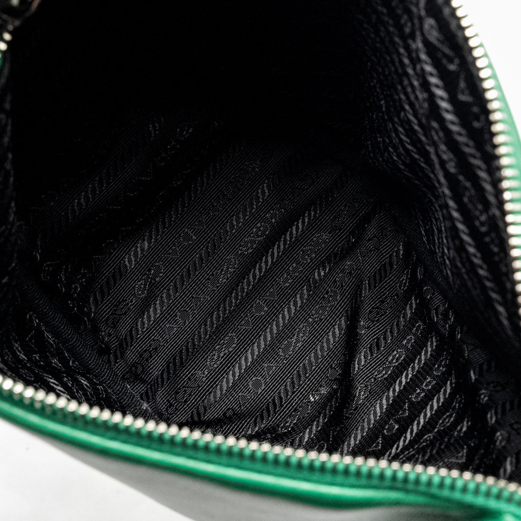 PRADA TRIANGLE SHOULDER BAG LEATHER GREEN SHW