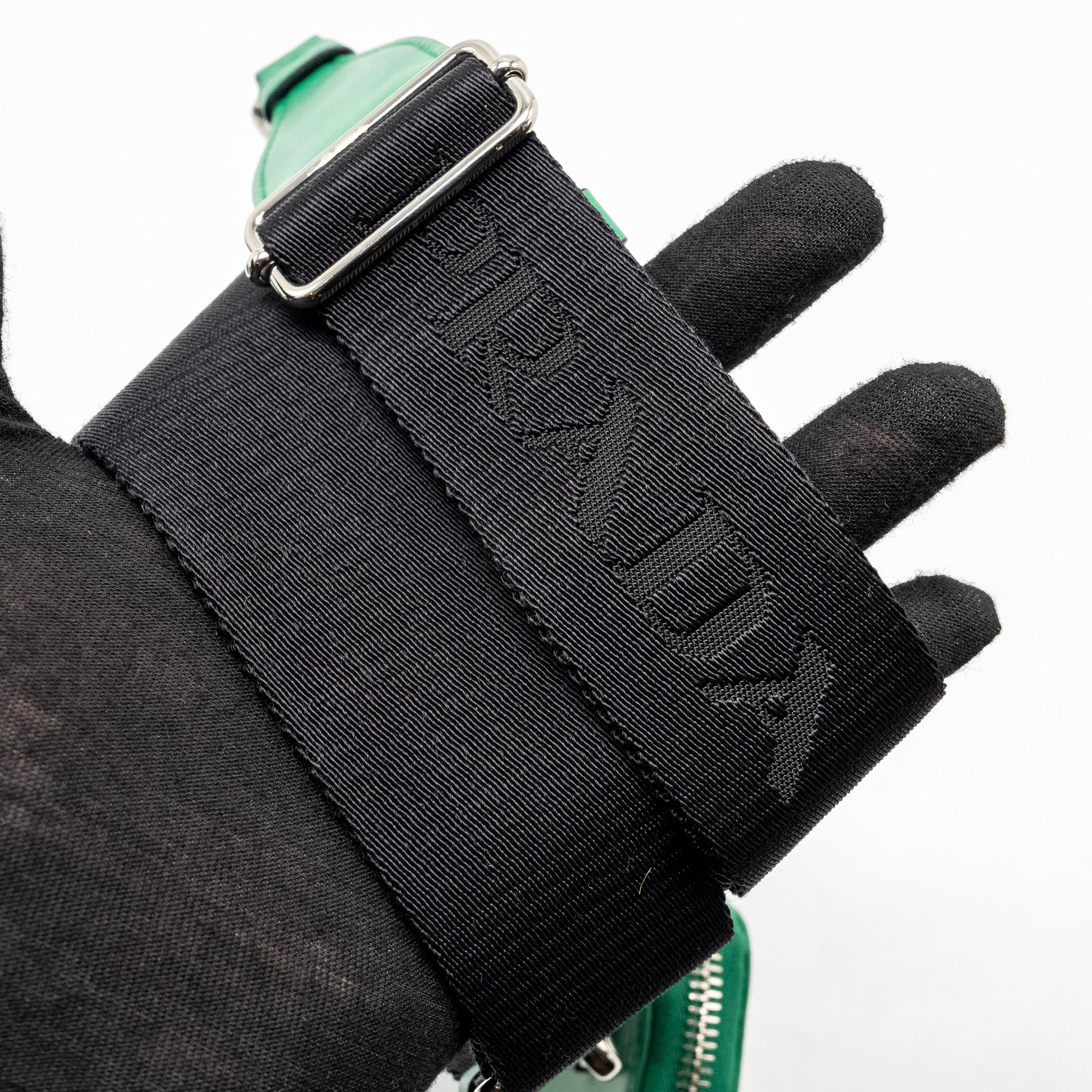 PRADA TRIANGLE SHOULDER BAG LEATHER GREEN SHW