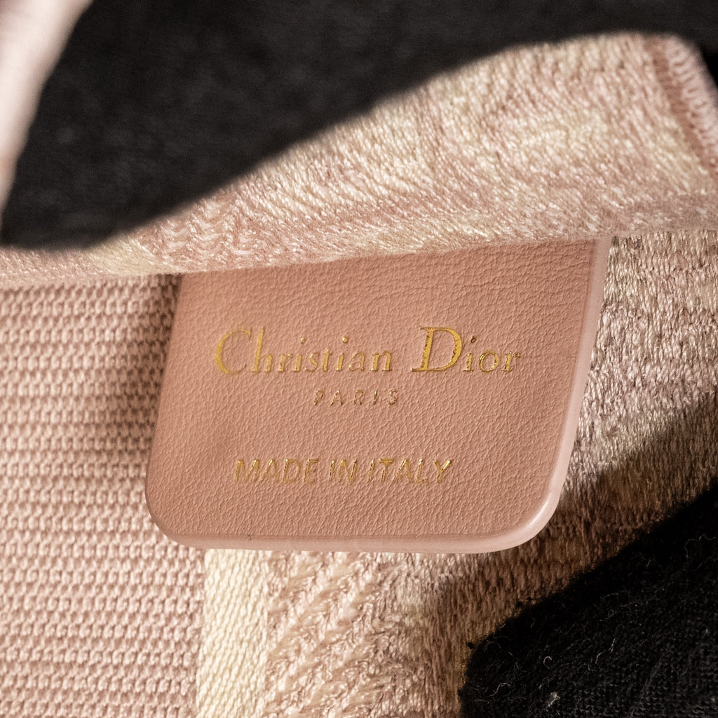 DIOR MINI BOOK TOTE OBLIQUE EMBROIDERY PINK
