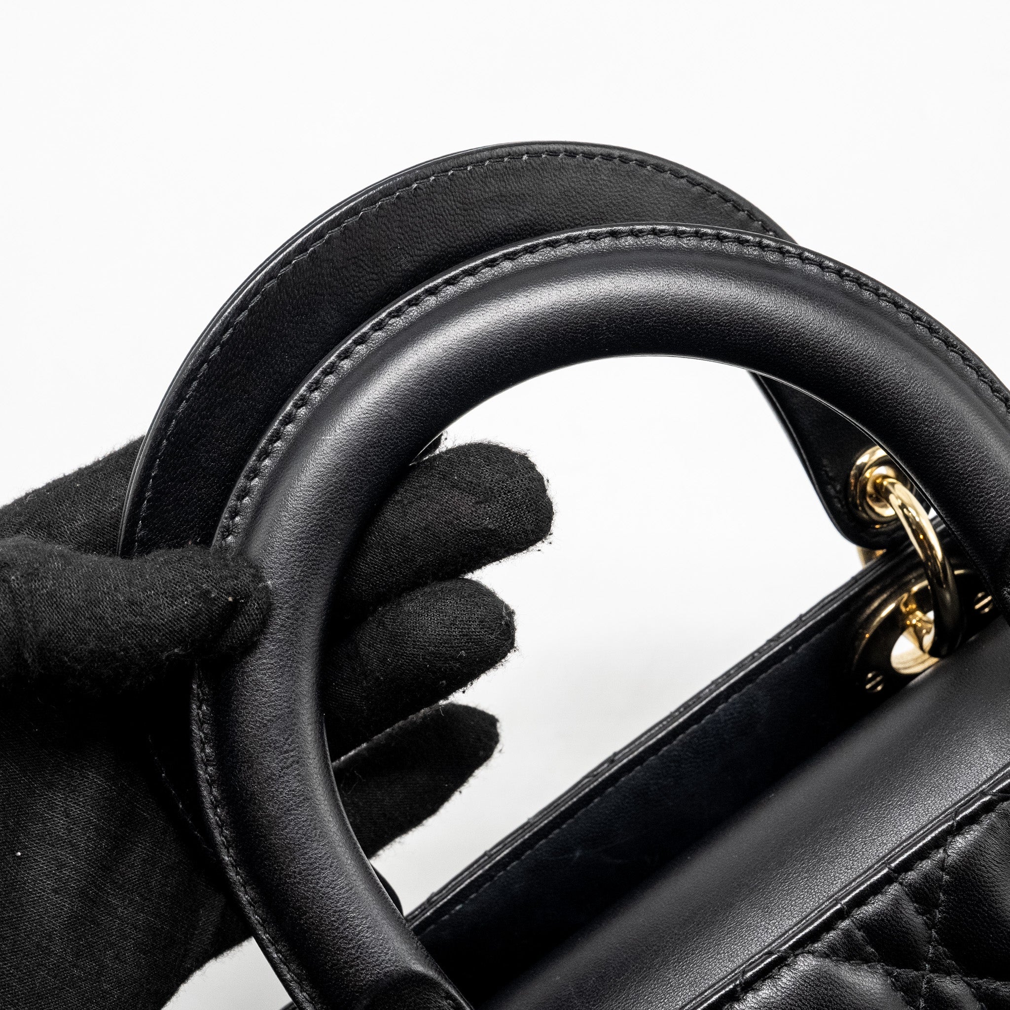 DIOR MEDIUM LADY DIOR LAMBSKIN BLACK LGHW