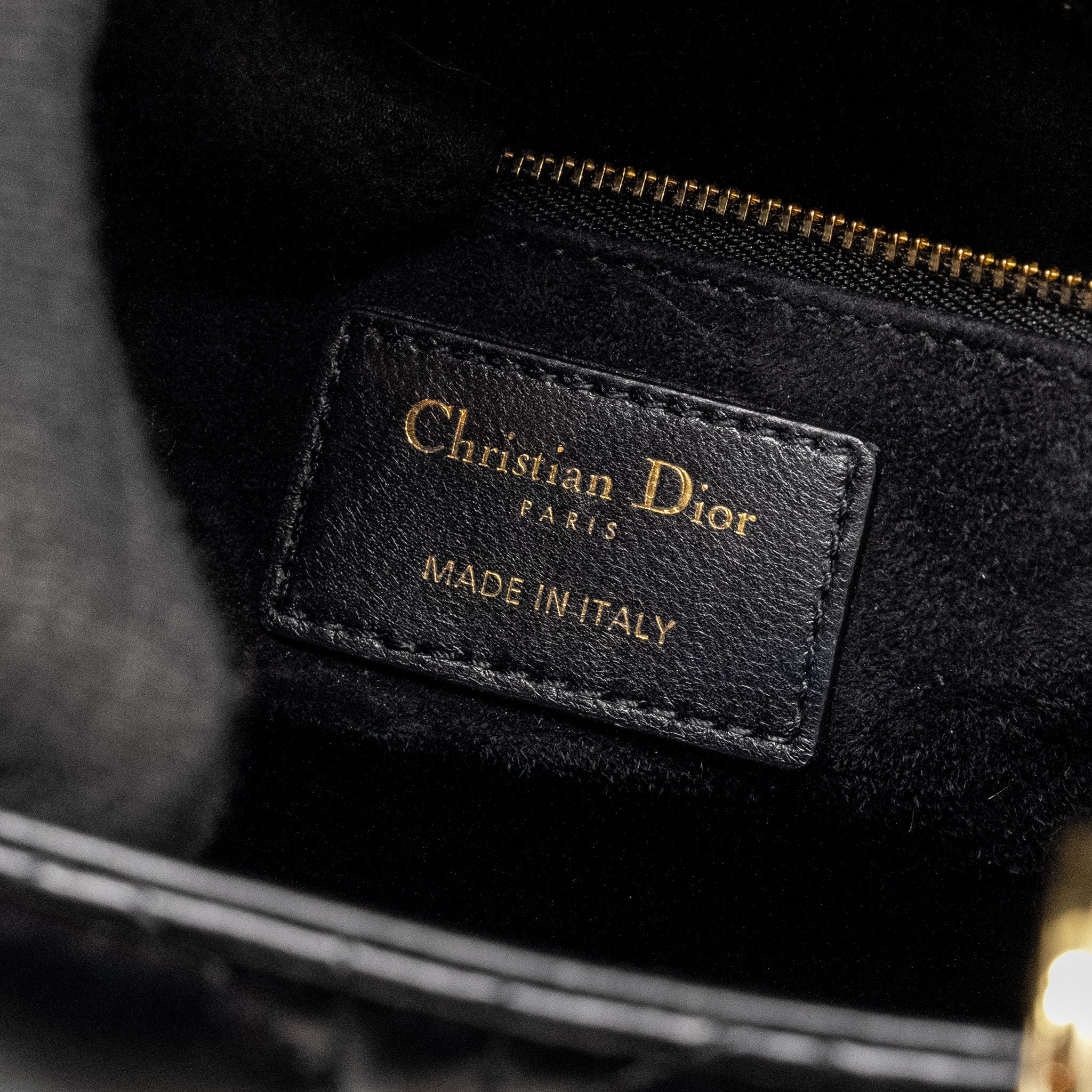 DIOR MEDIUM LADY DIOR LAMBSKIN BLACK LGHW