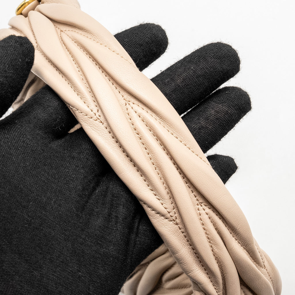 MIUMIU WANDER MATELASSE HOBO BAG NAPPA LAMBSKIN BEIGE GHW