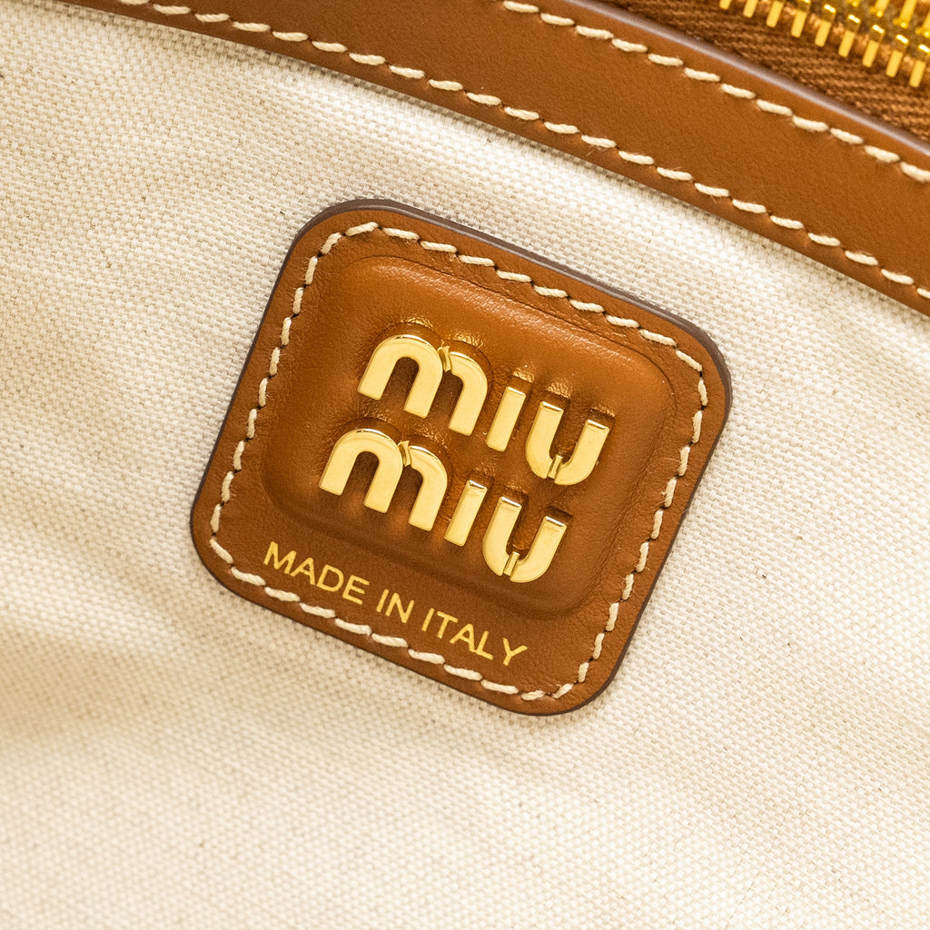 MIU MIU IVY LEATHER BAG CALFSKIN CARAMEL GHW