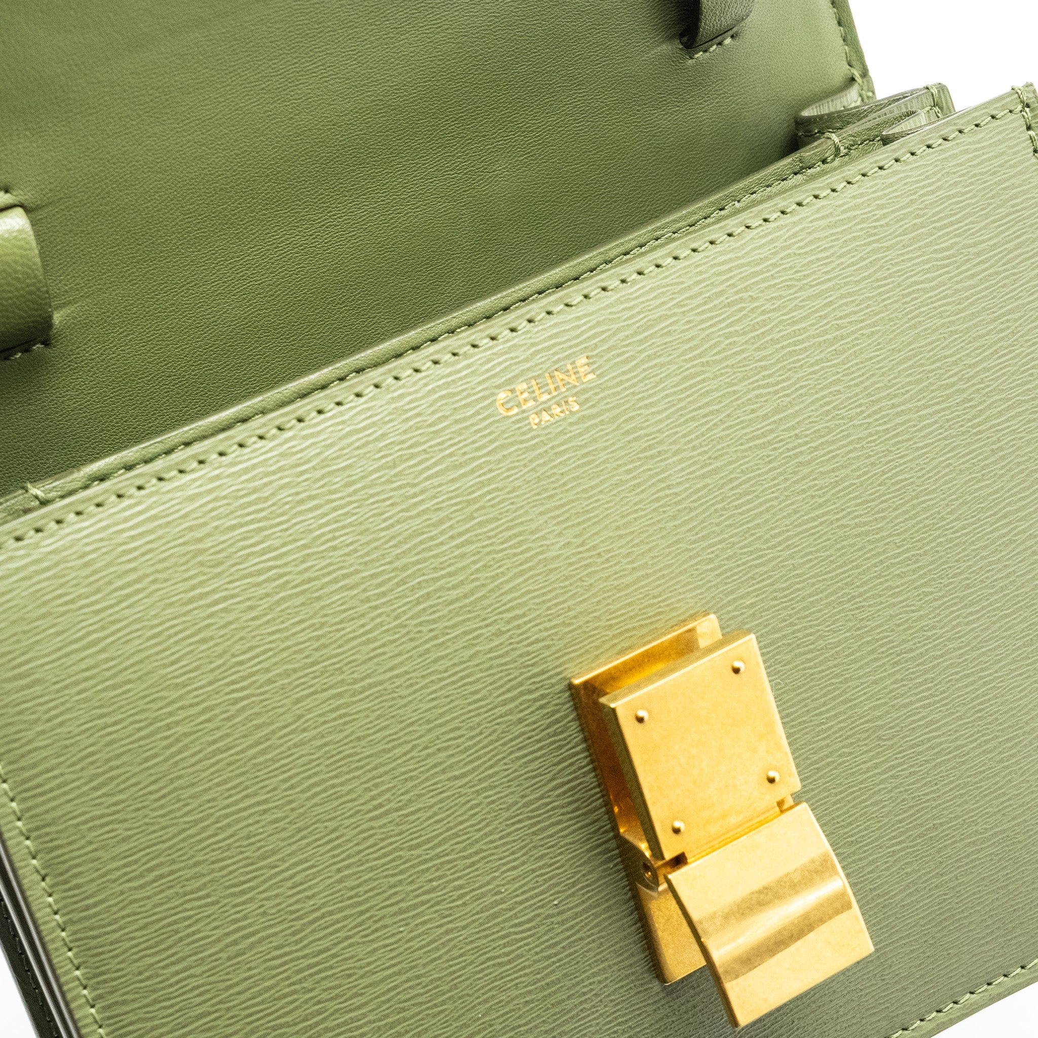 CELINE TEEN CLASSIC BOX BAG CALFSKIN GREEN GHW