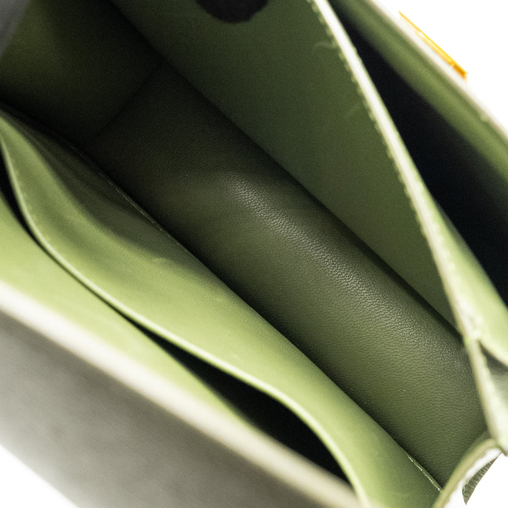 CELINE TEEN CLASSIC BOX BAG CALFSKIN GREEN GHW