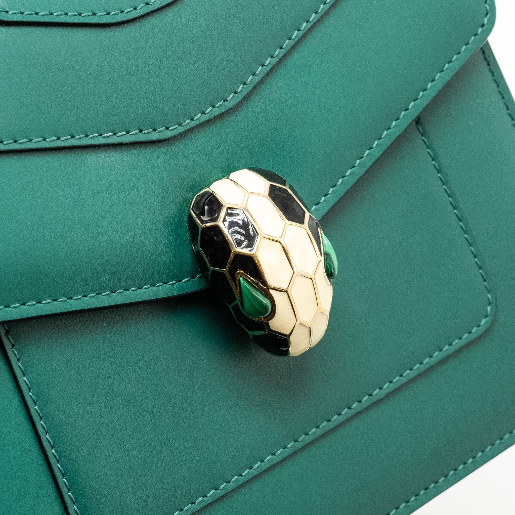 BVLGARI SERPENTI FOREVER TOP HANDLE CALFSKIN GREEN GHW