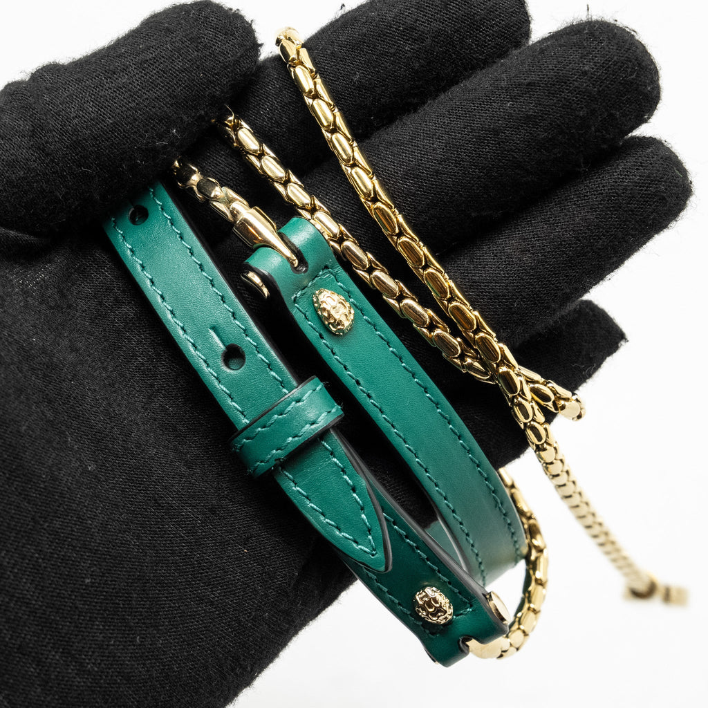 BVLGARI SERPENTI FOREVER TOP HANDLE CALFSKIN GREEN GHW