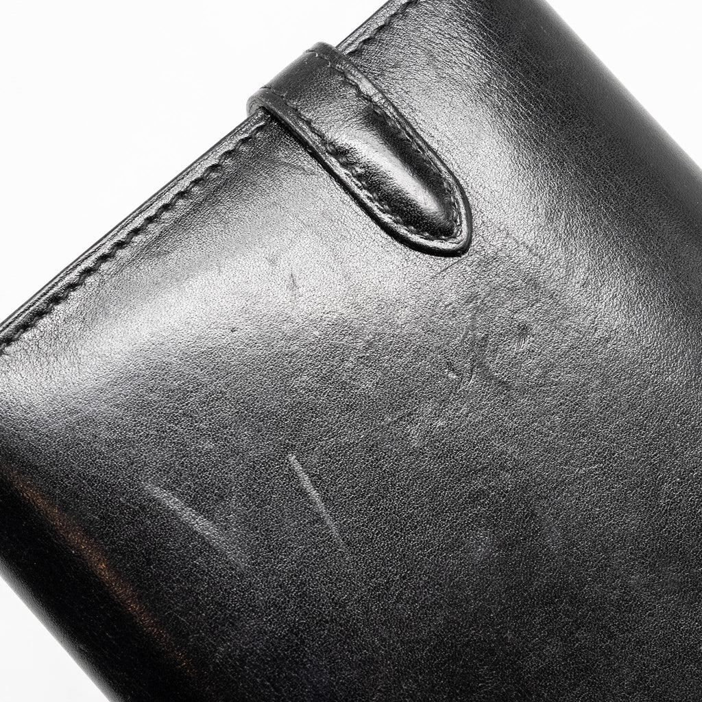 HERMES KELLY LONG WALLET BOX BLACK SHW