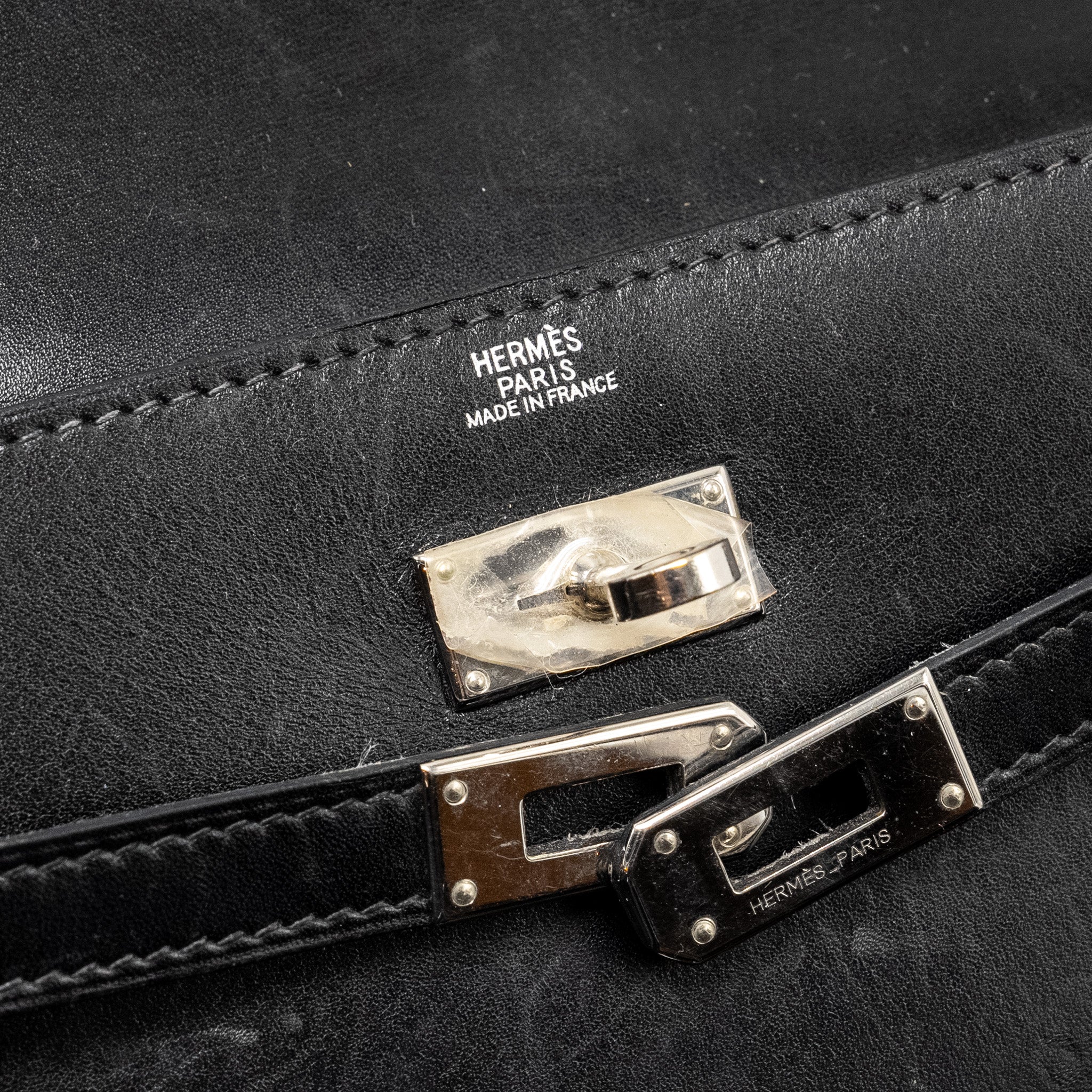 HERMES KELLY LONG WALLET BOX BLACK SHW