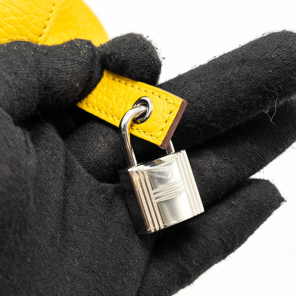 HERMES PICOTIN 18 LOCK BAG CLEMENCE 9D JAUNE AMBER / P3 BLUE DU NORD SHW