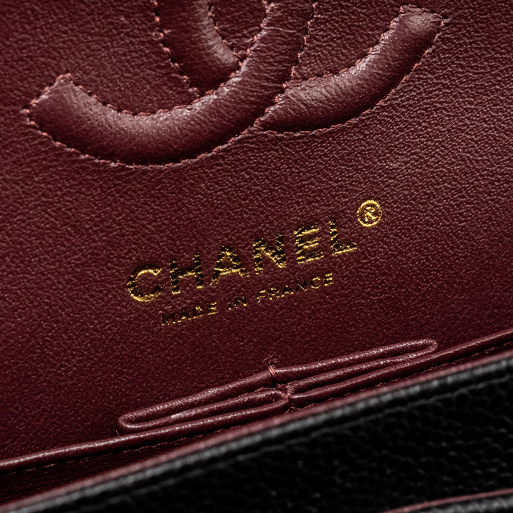 CHANEL SMALL CLASSIC DOUBLE FLAP BAG CAVIAR BLACK GHW (MICROCHIP)