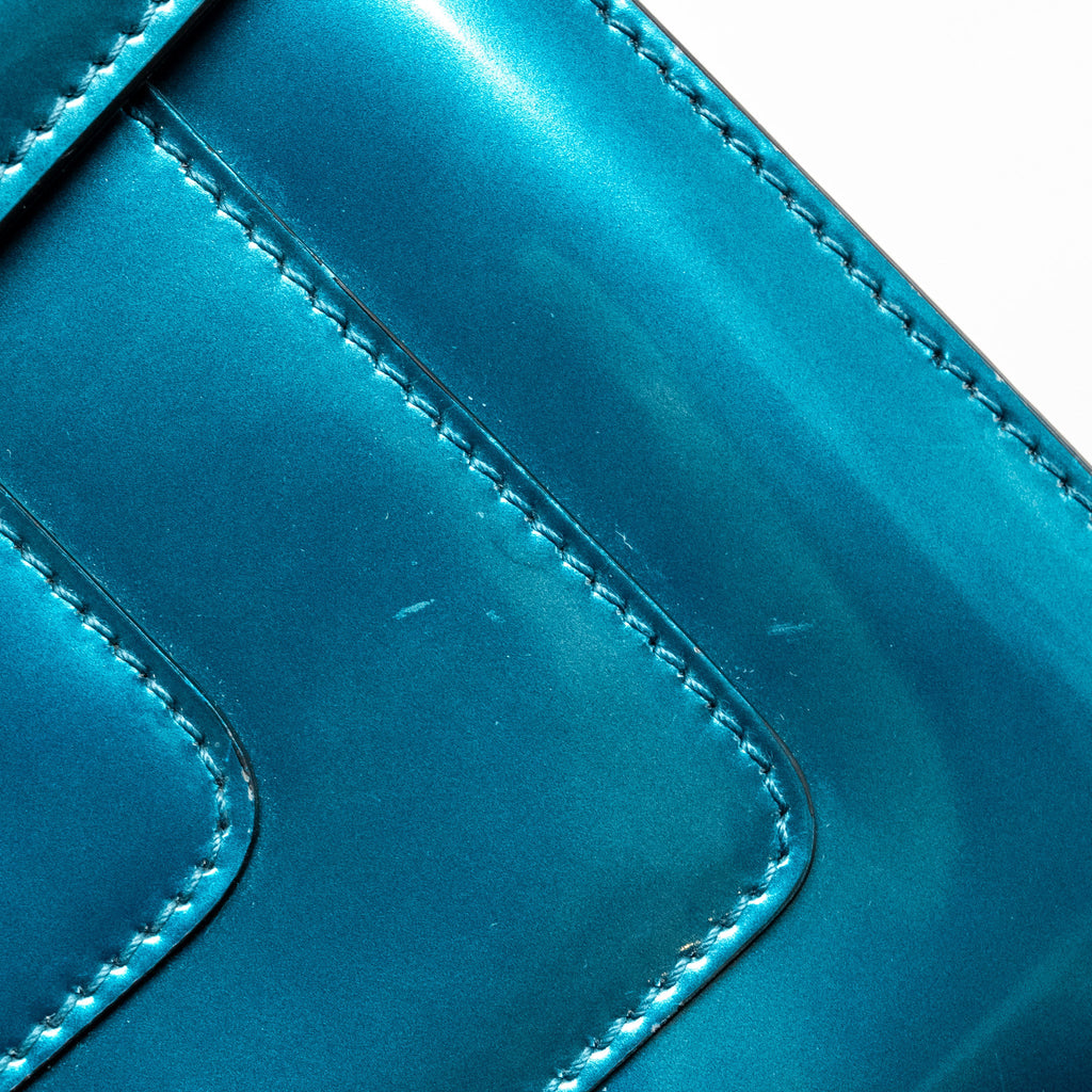 BVLGARI SERPENTI FOREVER BAG PATENT METALLIC BLUE LGHW