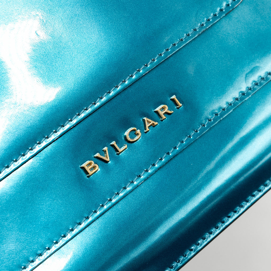 BVLGARI SERPENTI FOREVER BAG PATENT METALLIC BLUE LGHW