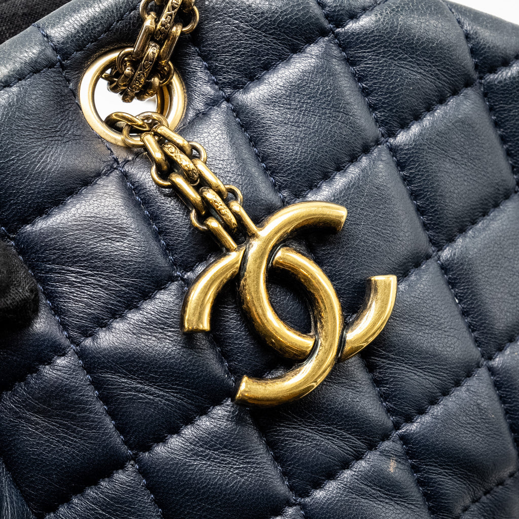 CHANEL JUST MADEMOISELLE BOWLING BAG LAMBSKIN DARK BLUE GHW