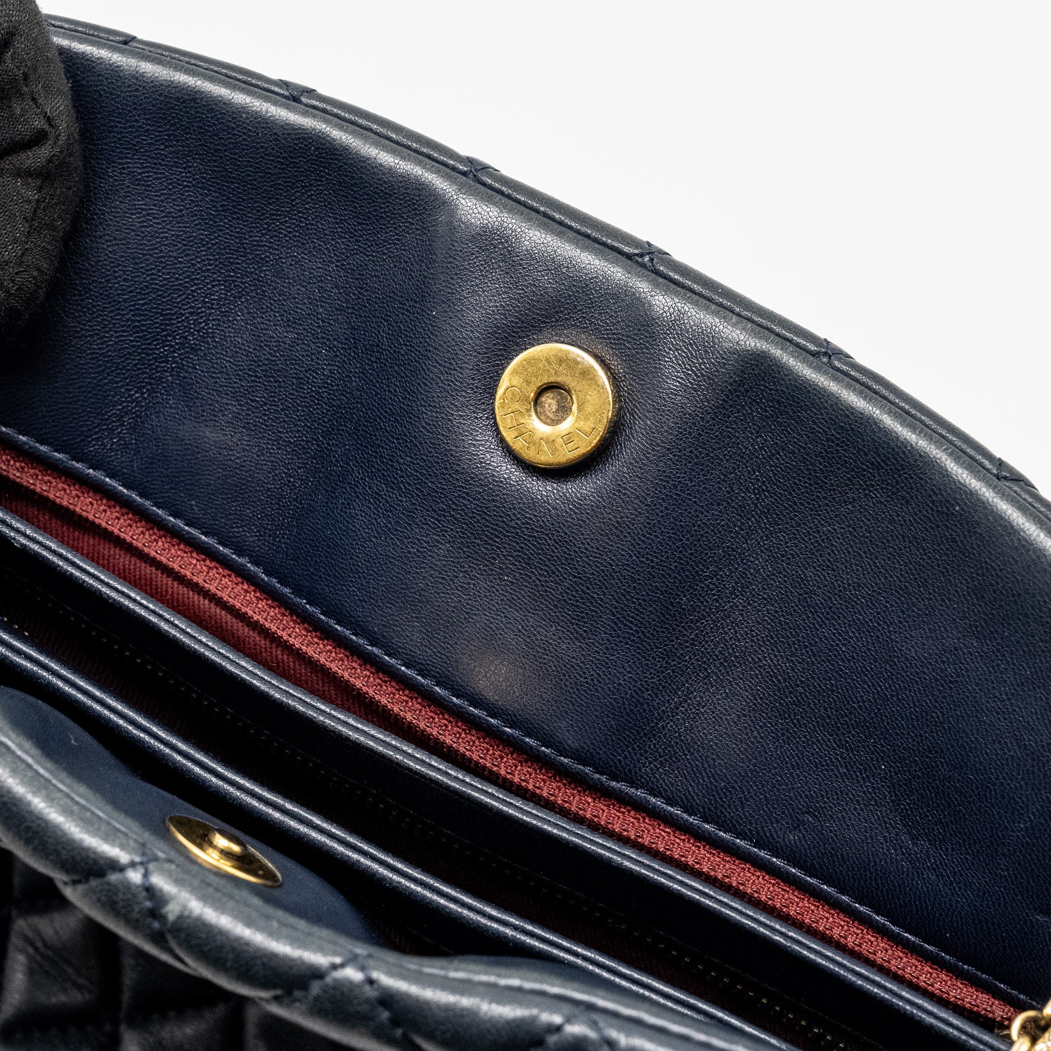CHANEL JUST MADEMOISELLE BOWLING BAG LAMBSKIN DARK BLUE GHW
