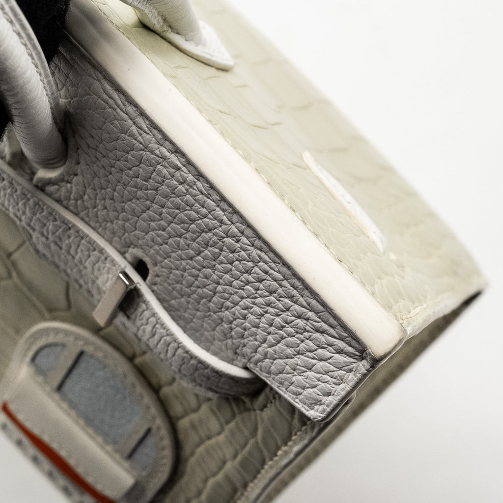 HERMES BIRKIN 20 FAUBOURG SNOW MATT ALLIGATOR / TOGO / EPSOM/ SWIFT BETON SHW