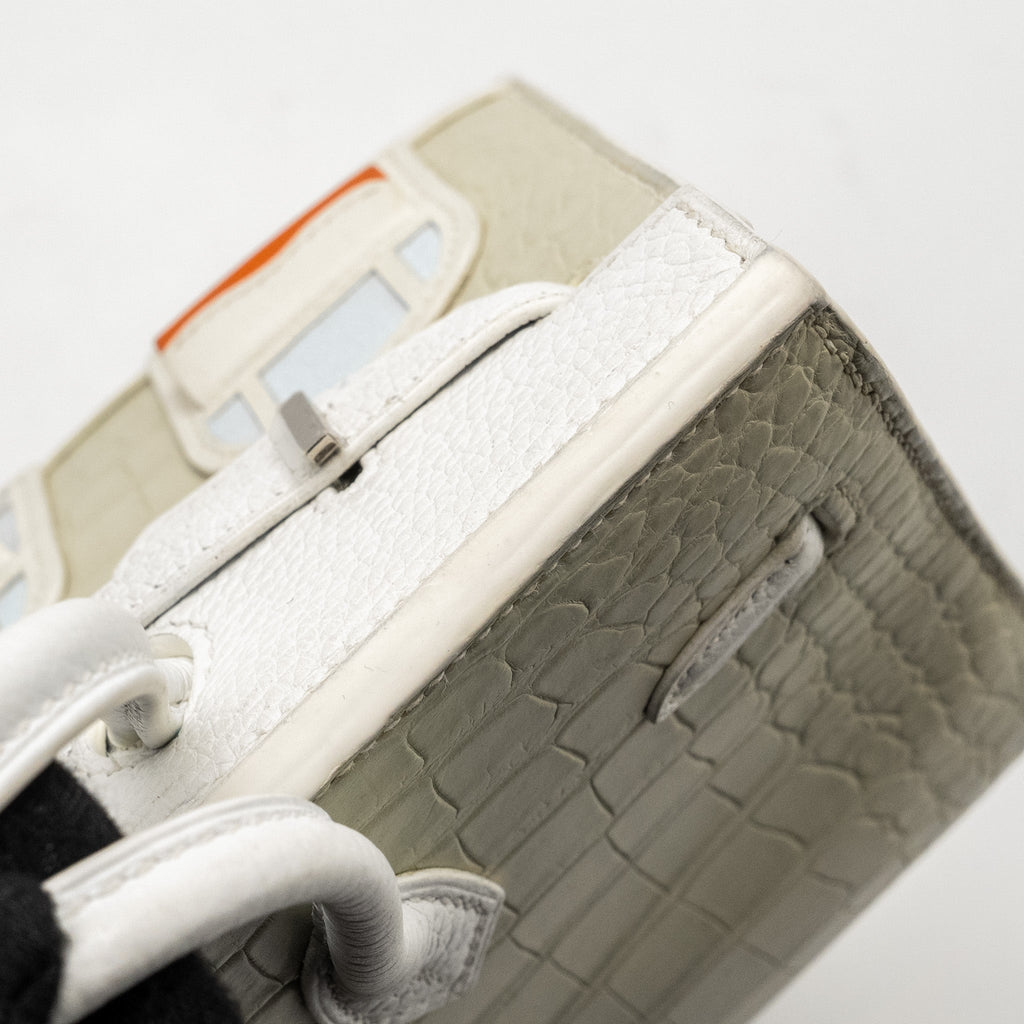 HERMES BIRKIN 20 FAUBOURG SNOW MATT ALLIGATOR / TOGO / EPSOM/ SWIFT BETON SHW