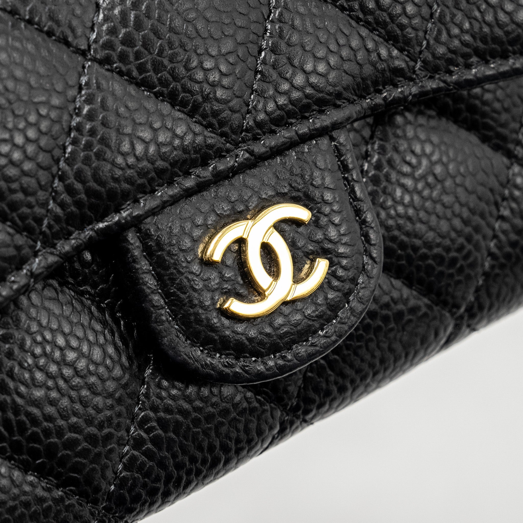 CHANEL CLASSIC FLAP CARD HOLDER CAVIAR BLACK GHW (MICROCHIP)