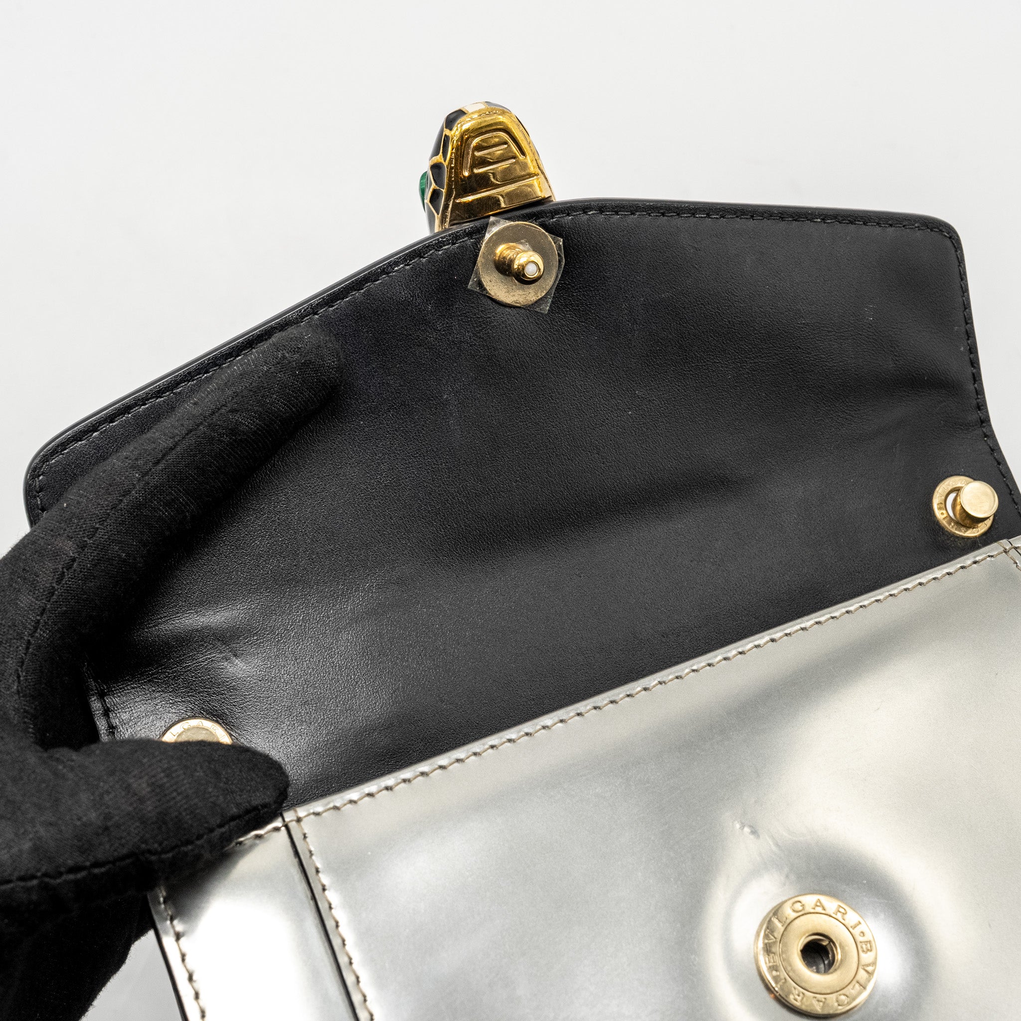 BVLGARI SERPENTI FOREVER SHOULDER BAG LEATHER SILVER LGHW