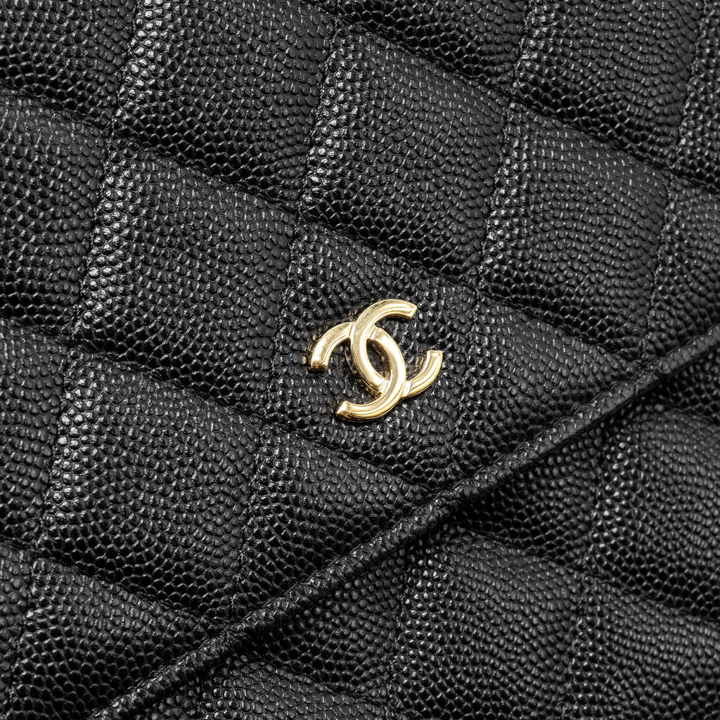 CHANEL QUILTED WALLET ON CHAIN CAVIAR BLACK GHW